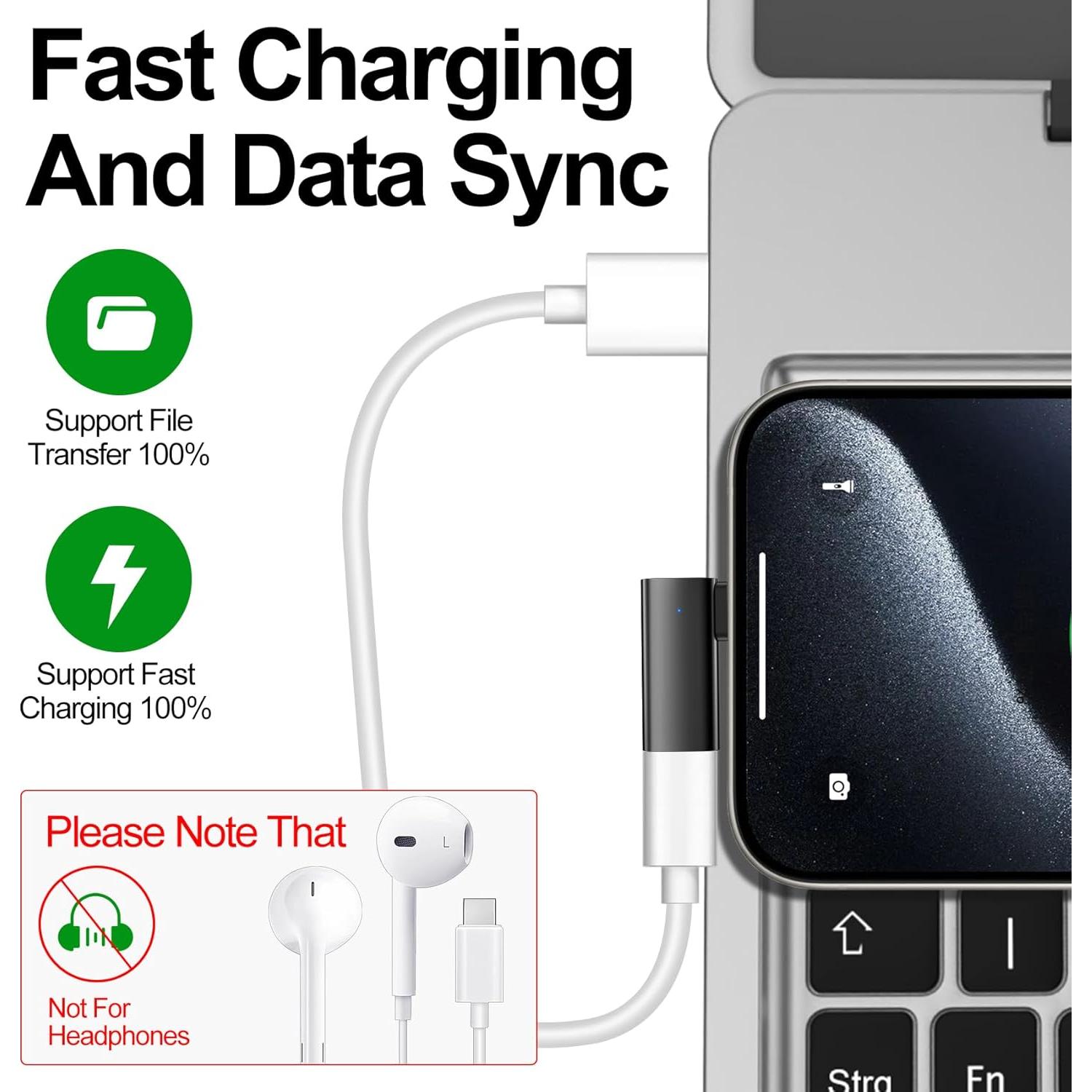 Adaptador Lightning a USB C 90 Grados xiwxi - Carga Rápida 27W