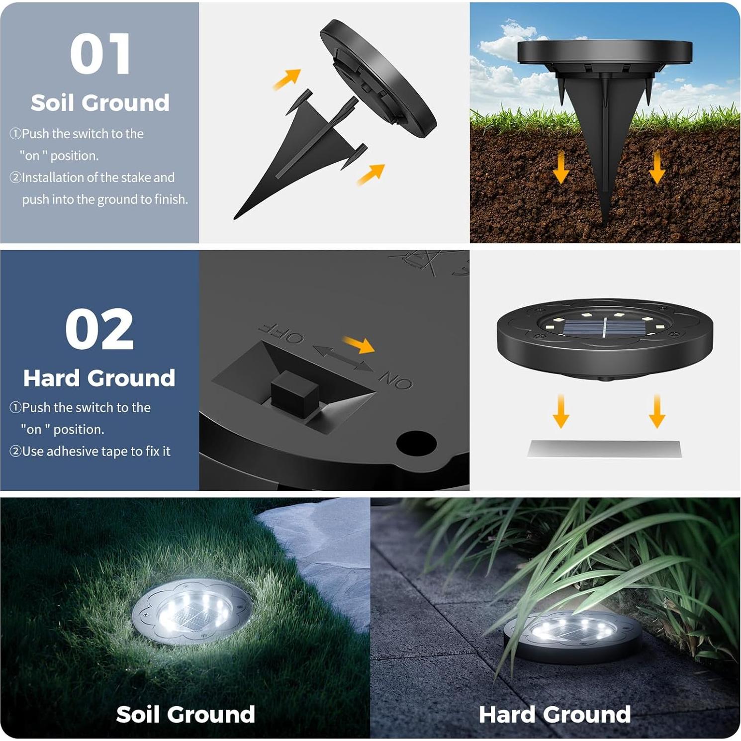 Luces Solares Brightown LED Empotradas 12 Paquetes IP65