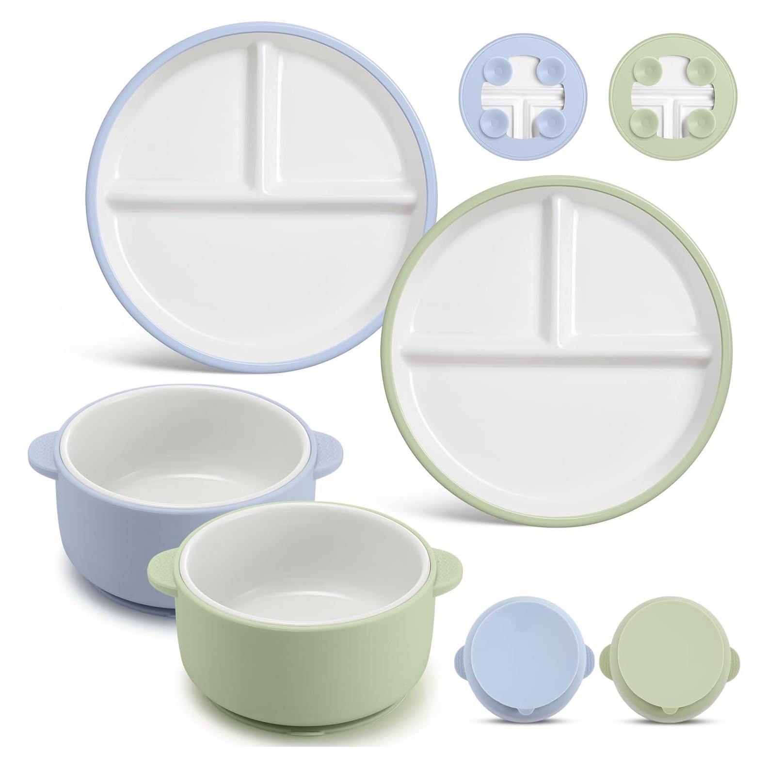Domensi Set 4 Platos y Cuencos Antideslizantes para Niños