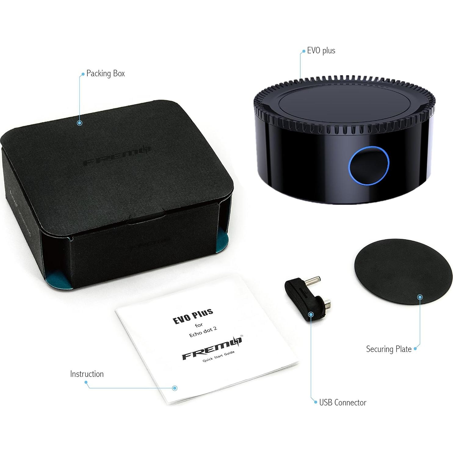Base de Batería Fremo Evo Plus para Echo Dot 2da Gen - Negro