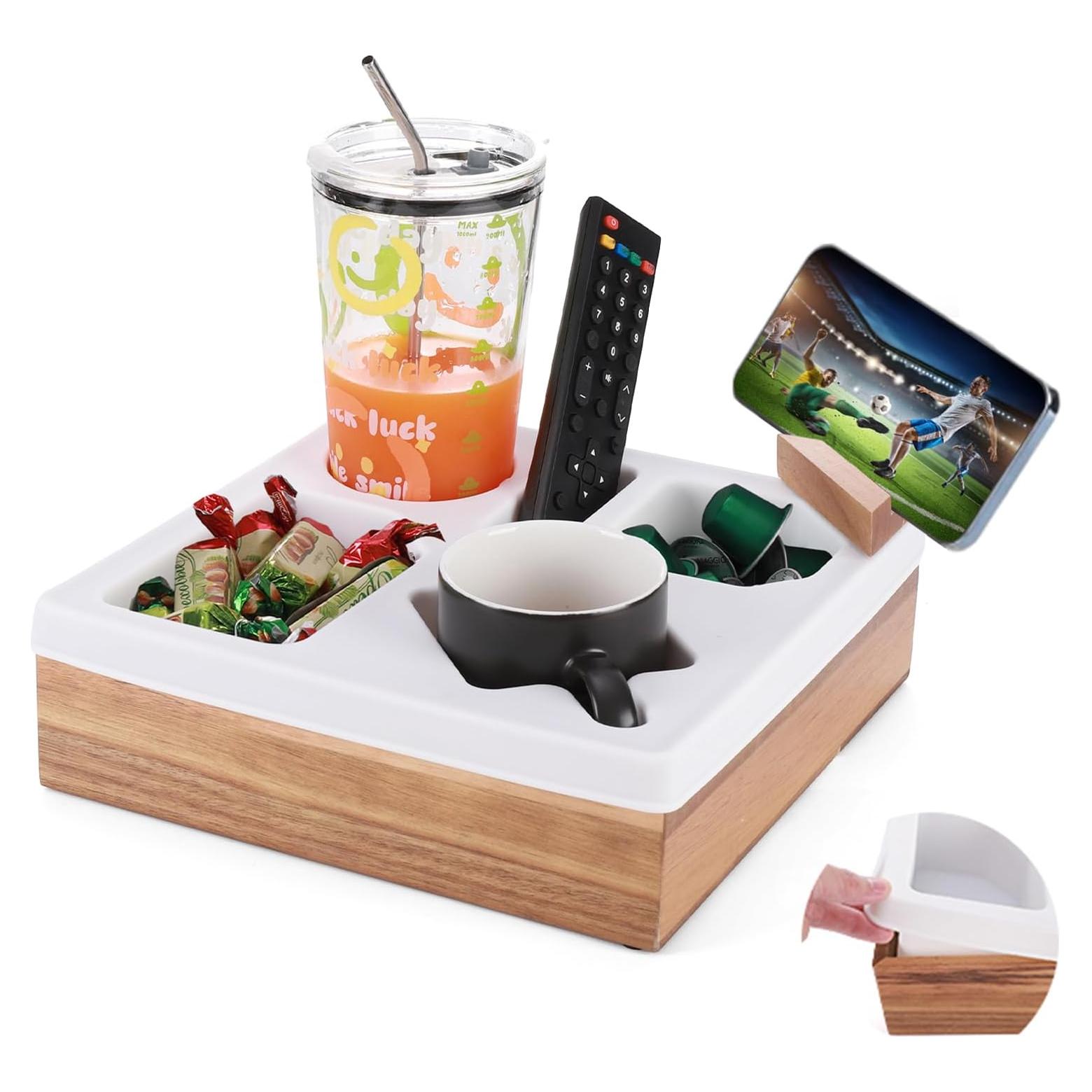 Bandeja Soporte Taza Sofá DucaFaery Madera Acacia 28cm