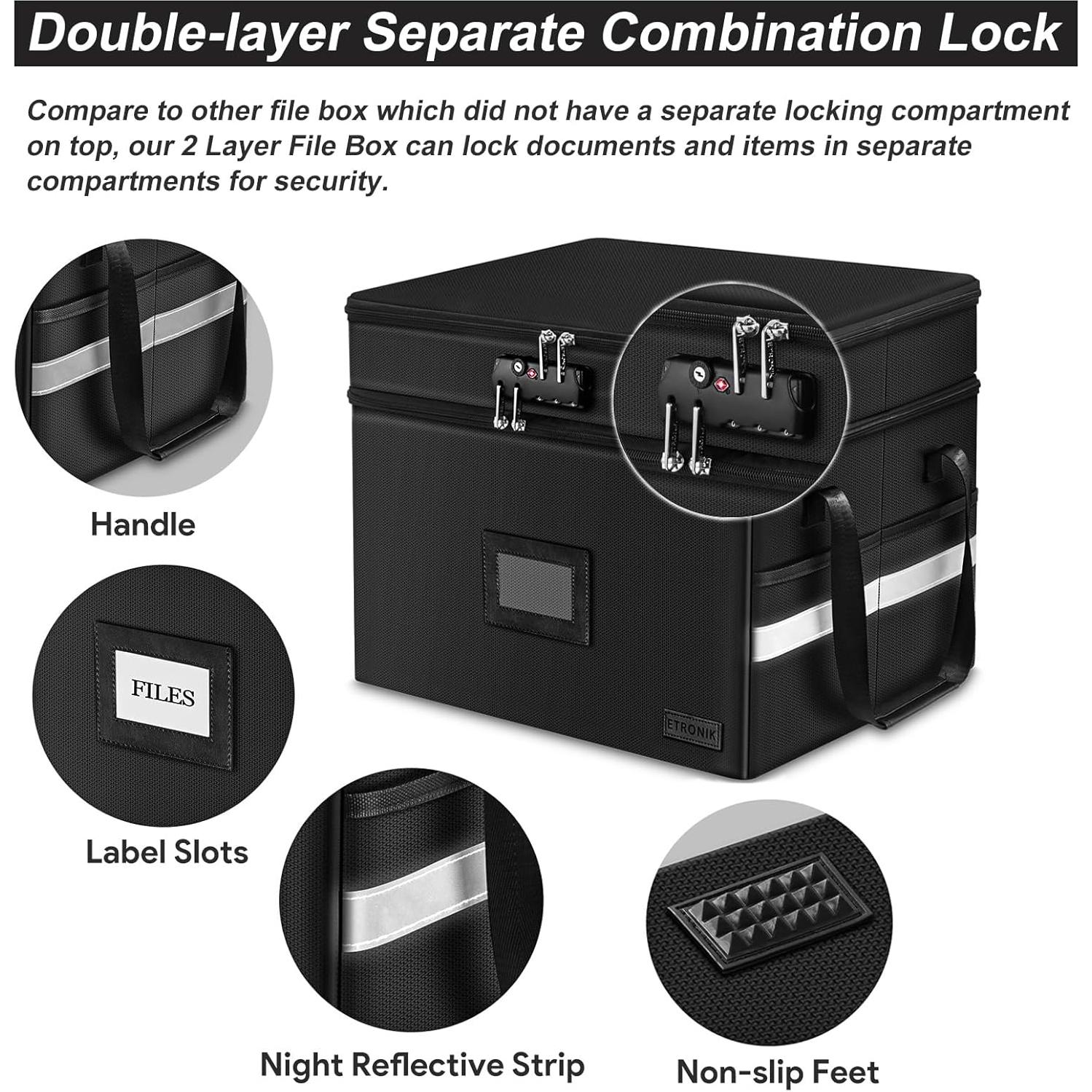 Caja de Archivos ETRONIK 2 Capas a Prueba de Fuego 42L