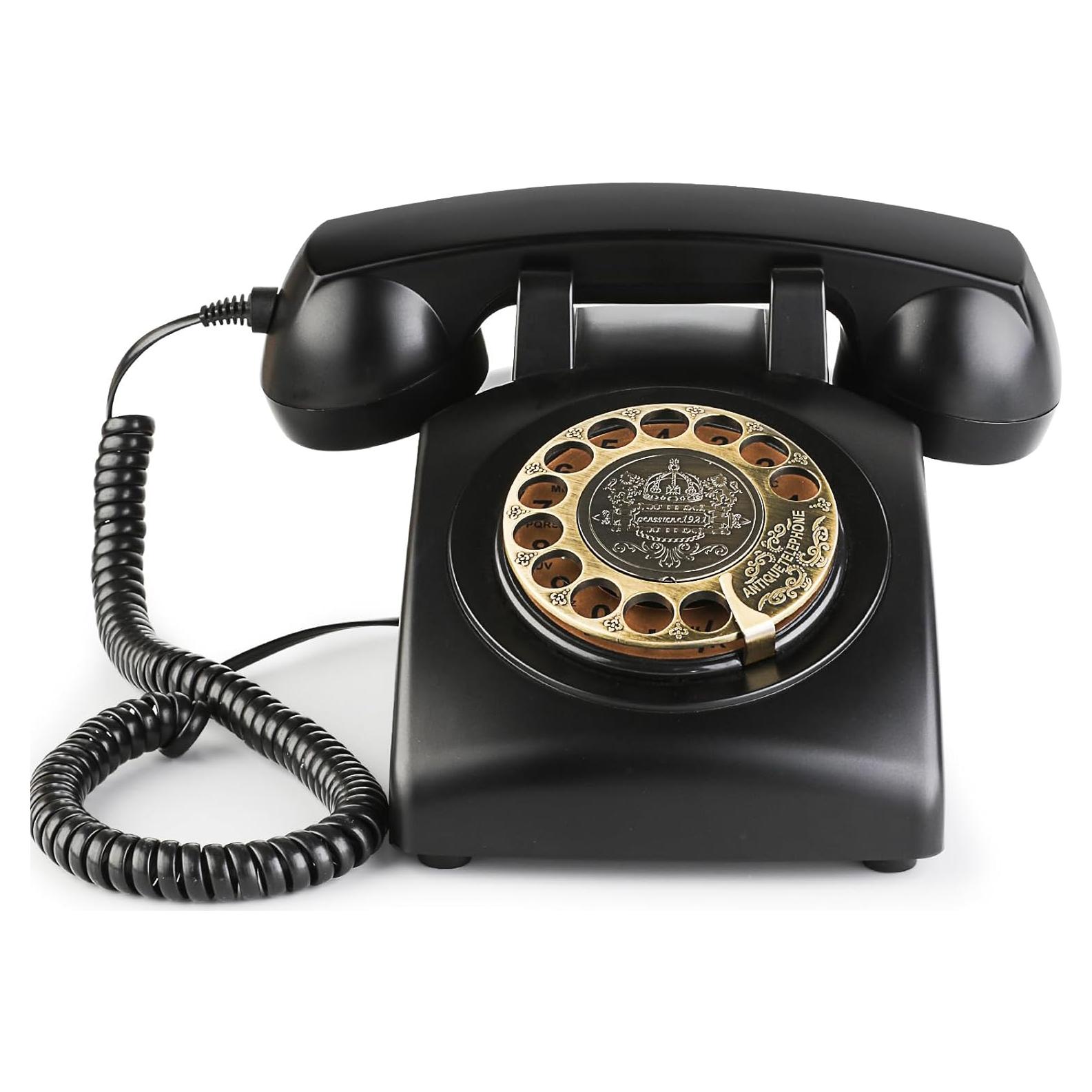 Teléfono de línea retro Sangyn RT01 Negro con timbre mecánico