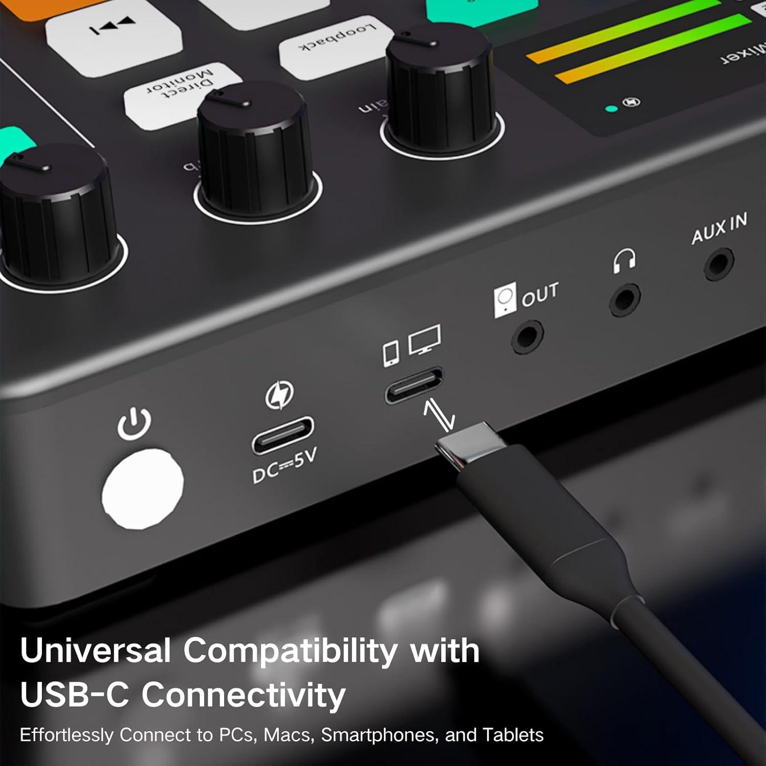 Mezclador de Audio HOSONGIN H-G1-Black con Efectos y Bluetooth