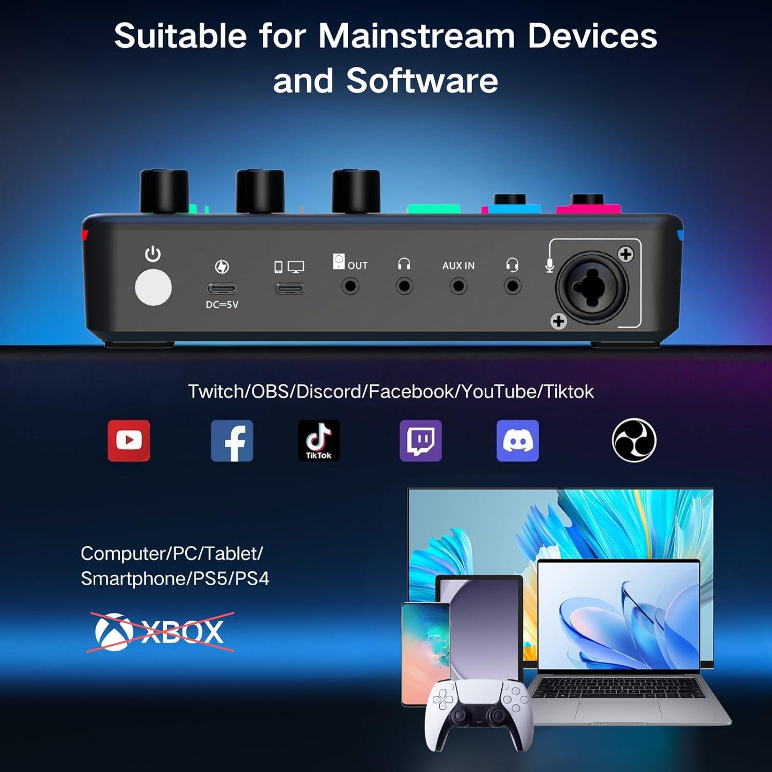 Mezclador de Audio HOSONGIN H-G1-Black con Efectos y Bluetooth