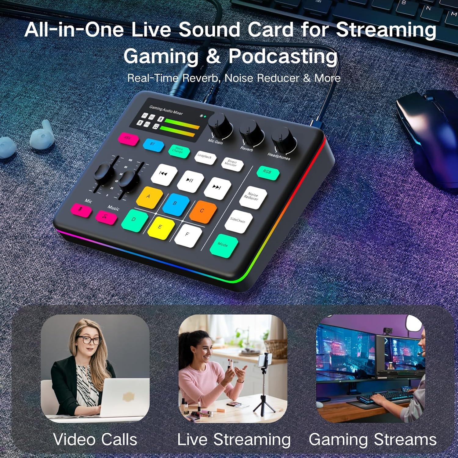 Mezclador de Audio HOSONGIN H-G1-Black con Efectos y Bluetooth