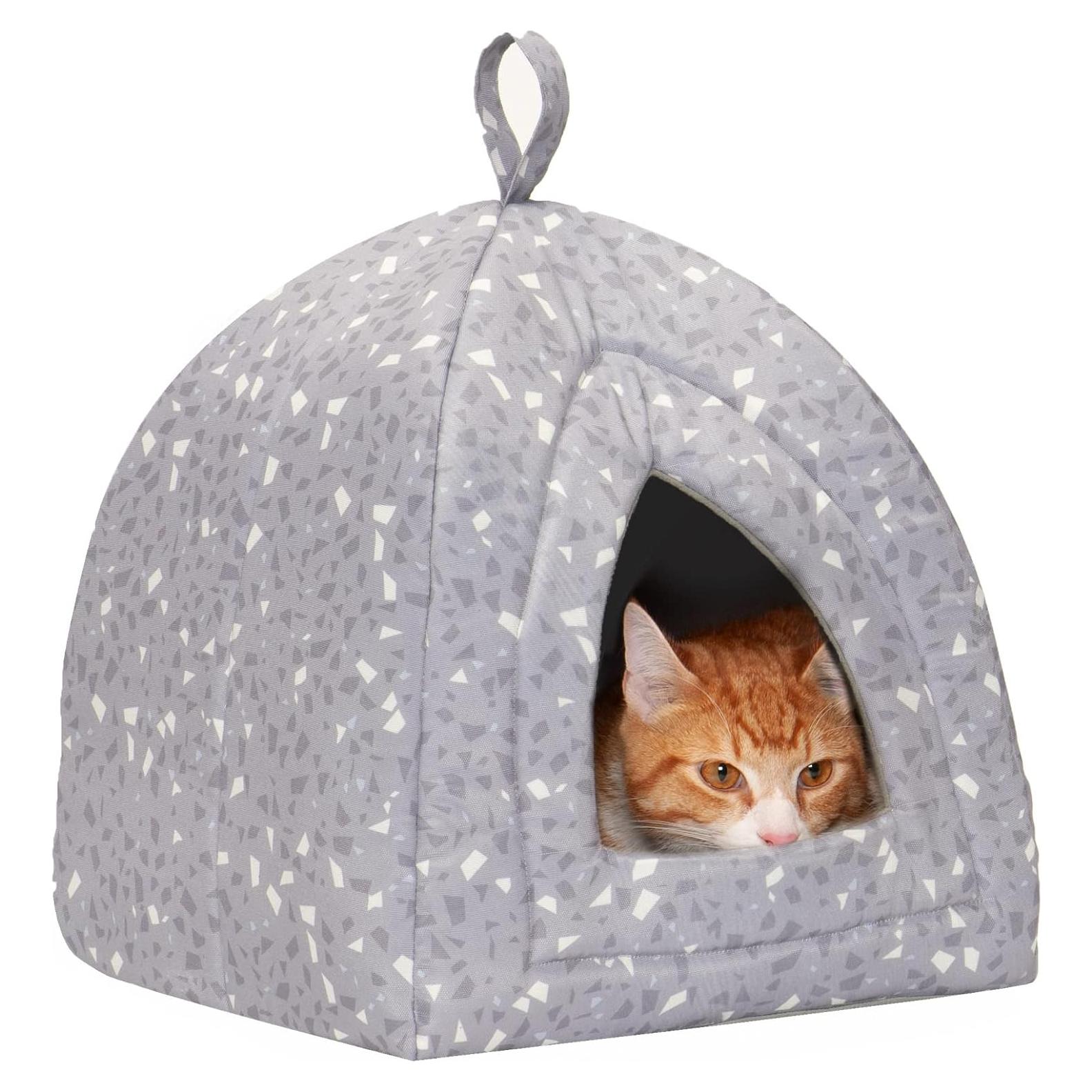 Cueva para Gatos Furhaven Pequeña Terrazzo Gris Lavable