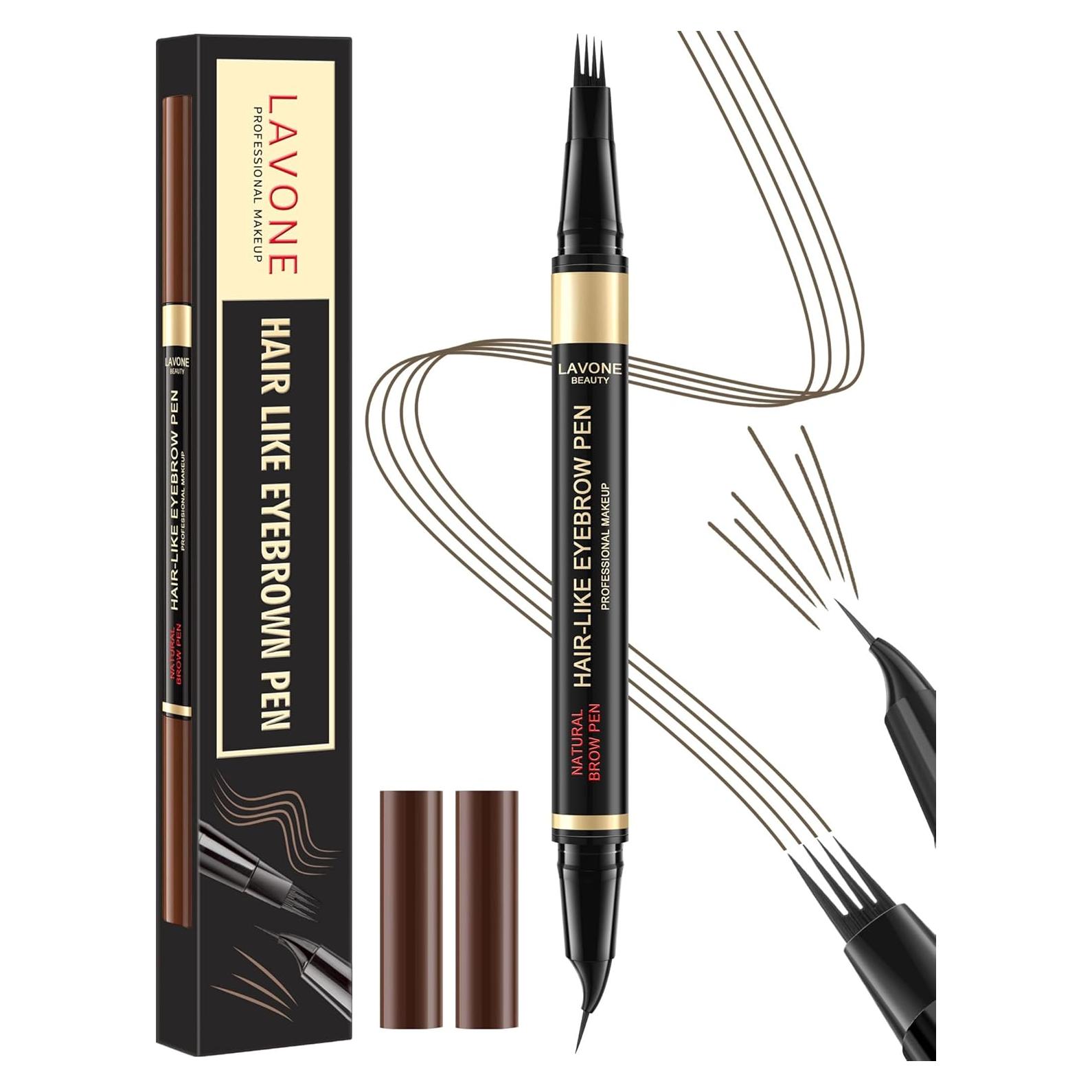 Lápiz de Cejas 2-en-1 LAVONE Microblading Marrón Ceniza