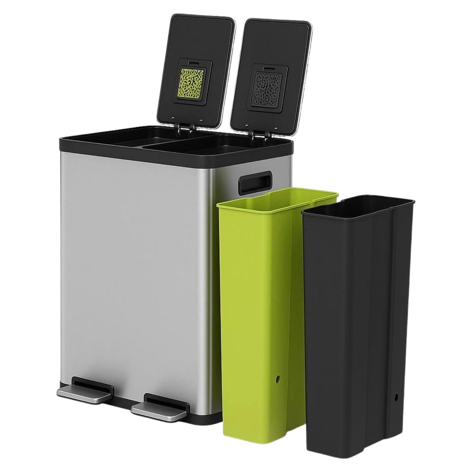 Basurero Doble Compartimento 60L Simpli-Magic Acero Inoxidable