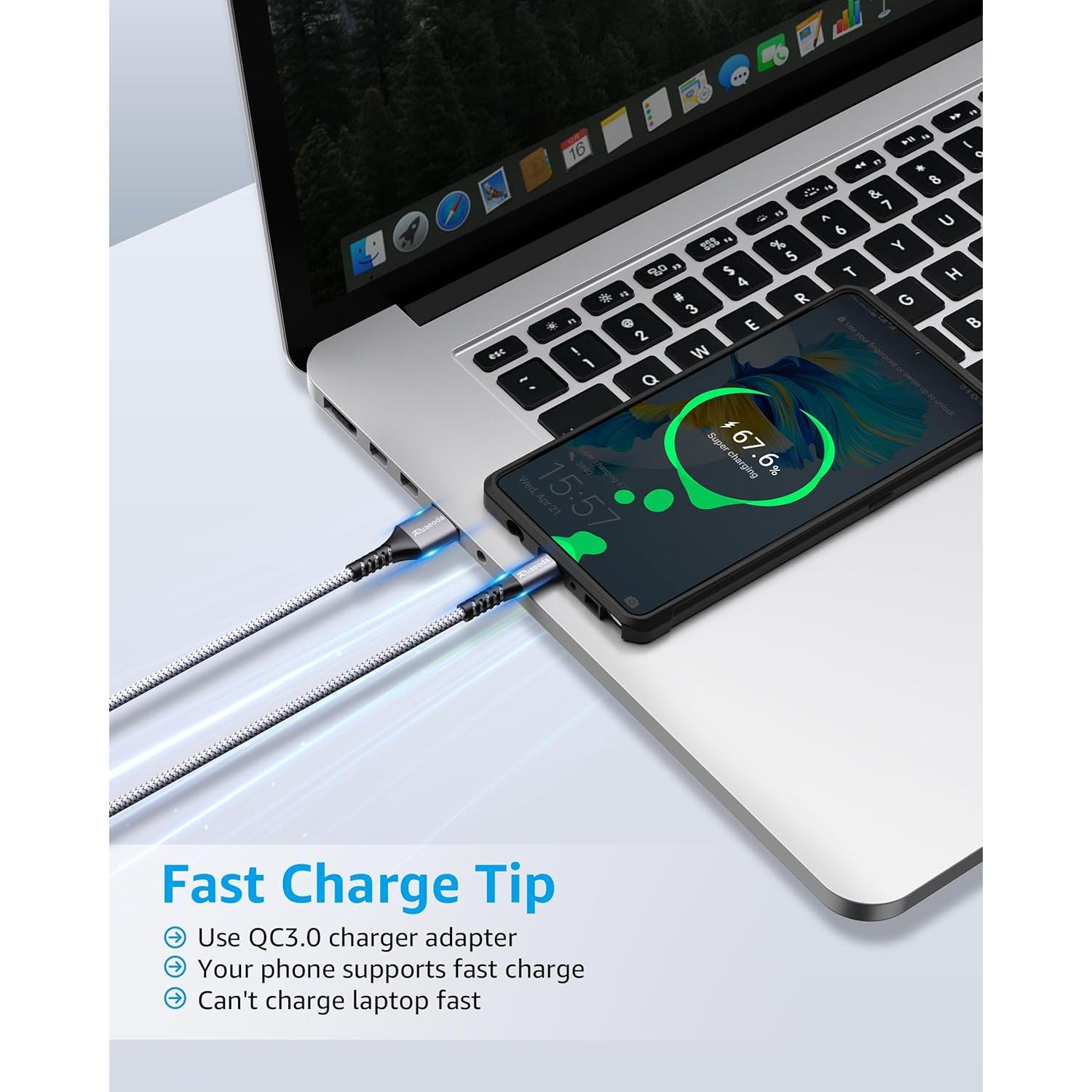 Cable de Carga Micro USB Ruaeoda 2Pack 6ft Trenzado Nylon