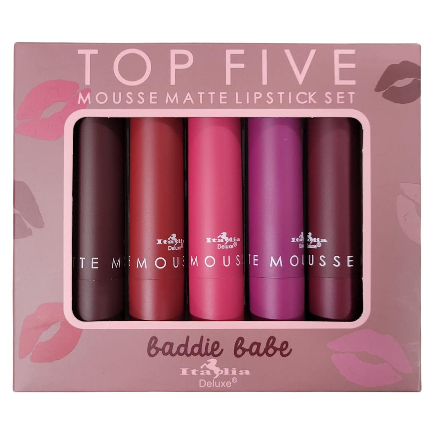 Set de Lápiz Labial Mate Mousse Italia Deluxe 6 Tonos