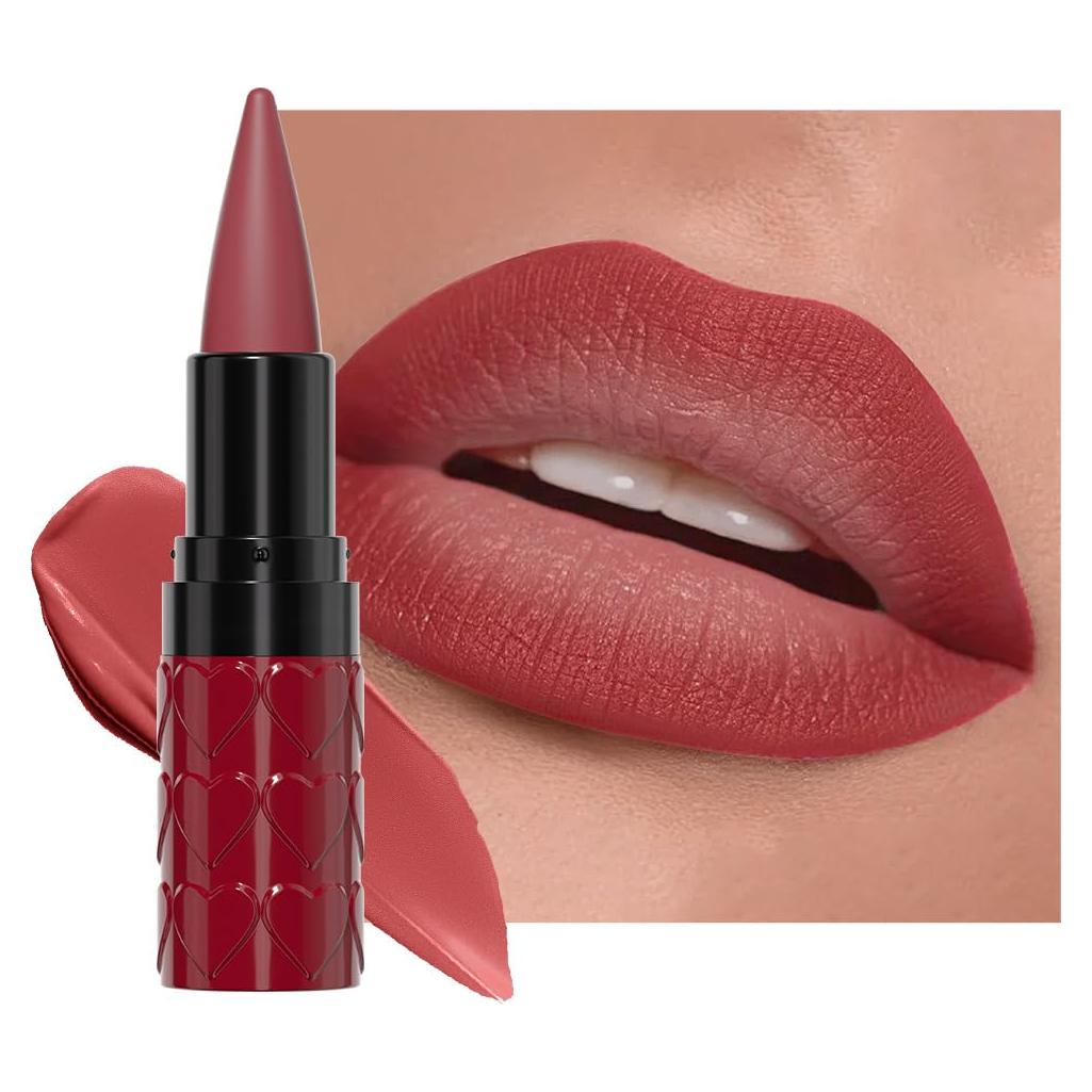 Lápiz Labial Mate CAKAILA Rojo Oscuro 2 en 1 Delineador