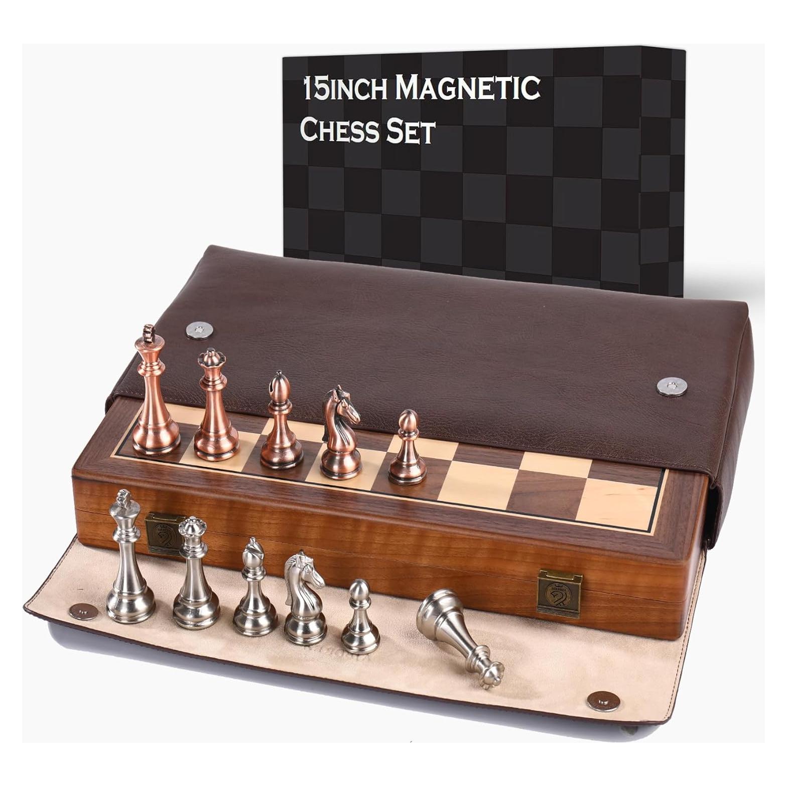 Juego de Ajedrez Plegable de Madera de Nogal 15 cm - Ajedrez