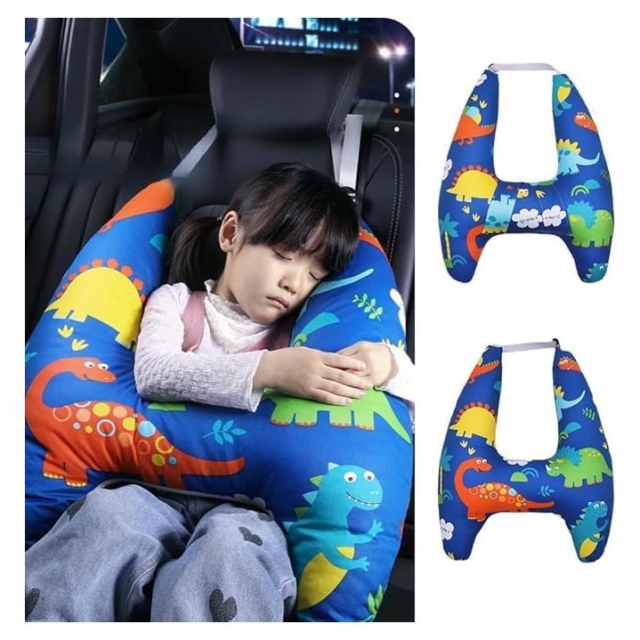 Almohada de Viaje para Niños Genérico Dinosaurio Azul 48x18 cm