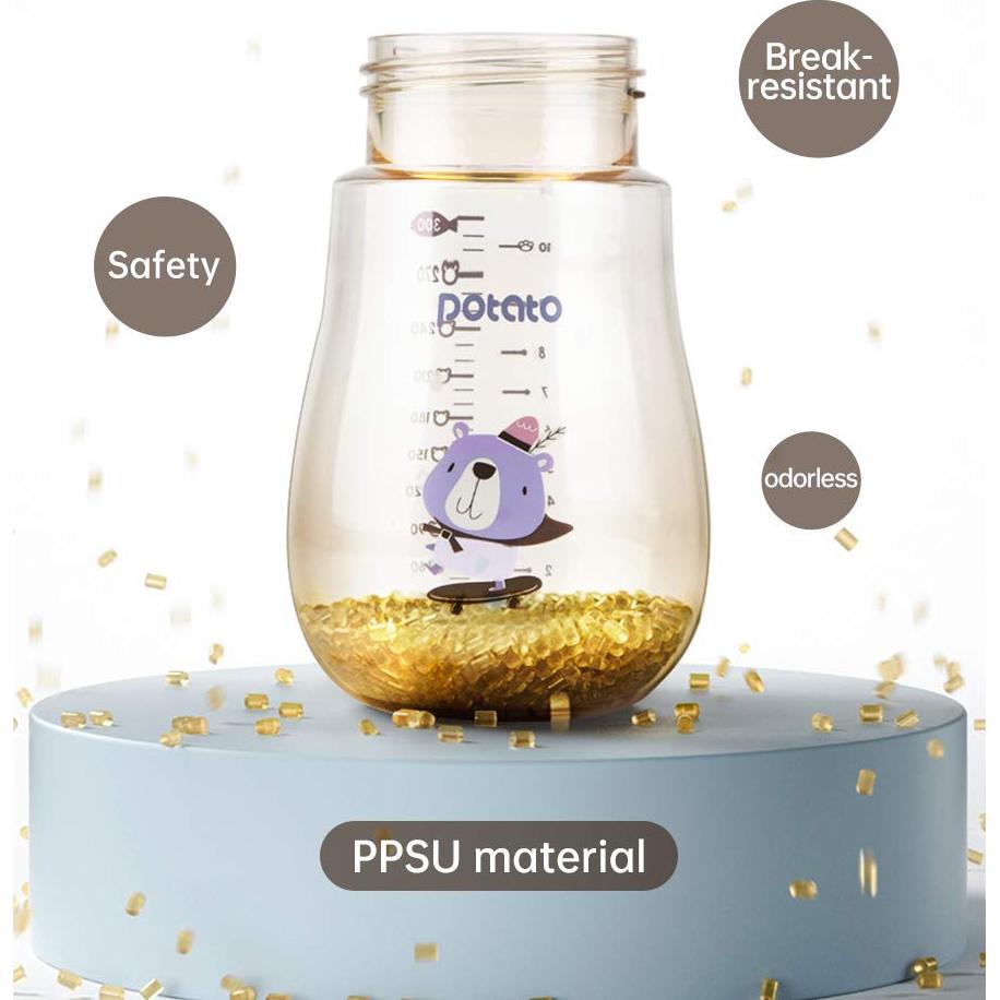 Taza Sippy POTATO 300ml Azul con Popote Antiderrame para Bebé