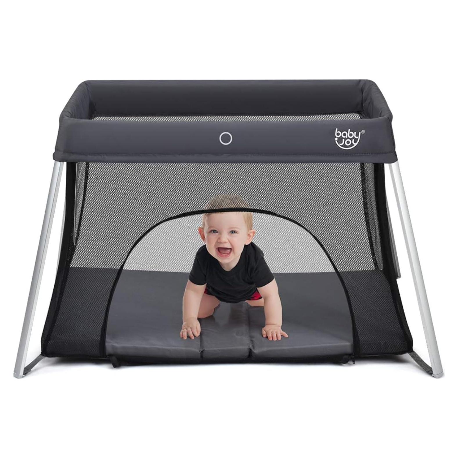 Cuna de Viaje Plegable Baby Joy BB0472SL Gris 2 en 1