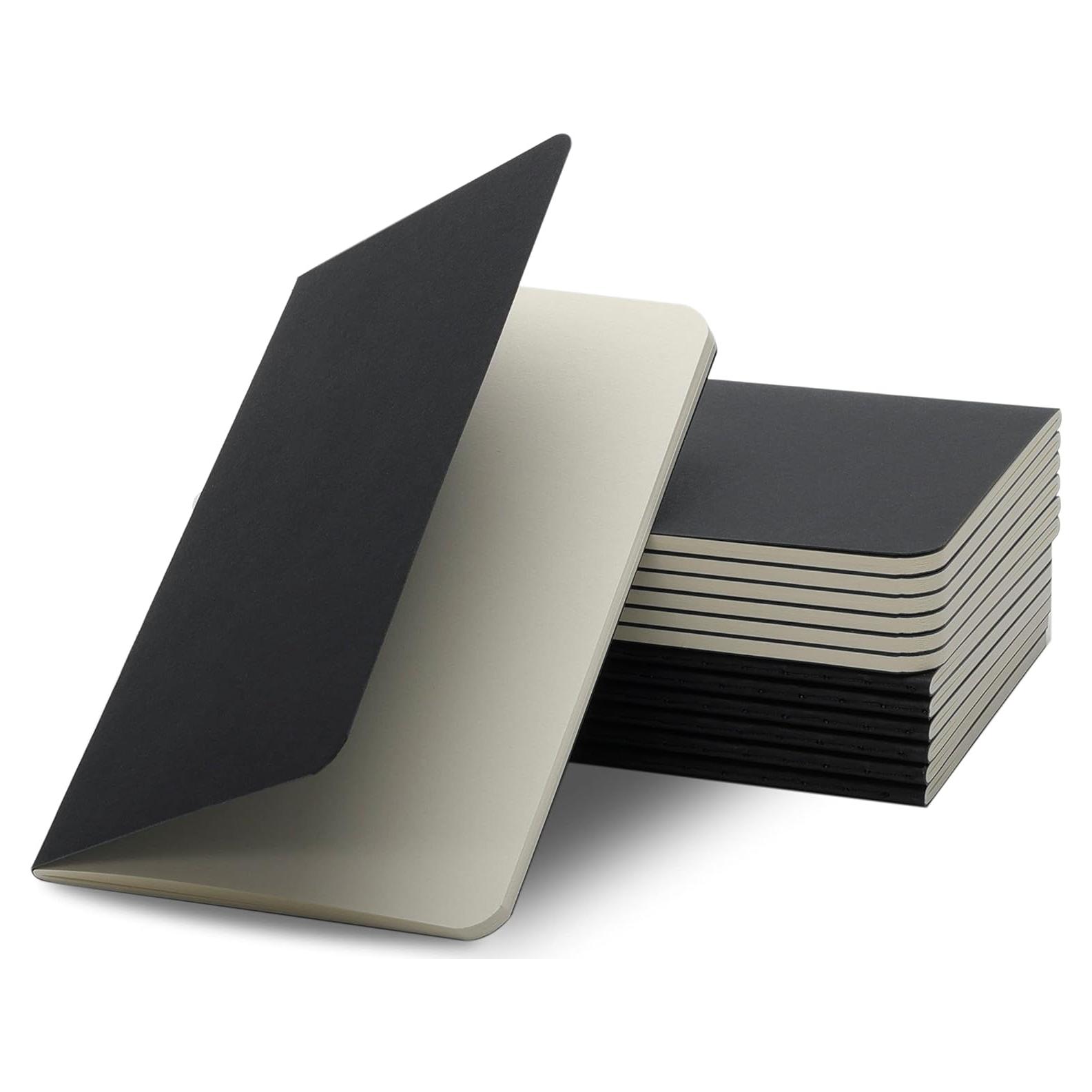 Cuaderno de bolsillo TWONE, tapa negra, 12 unidades, 30 hojas