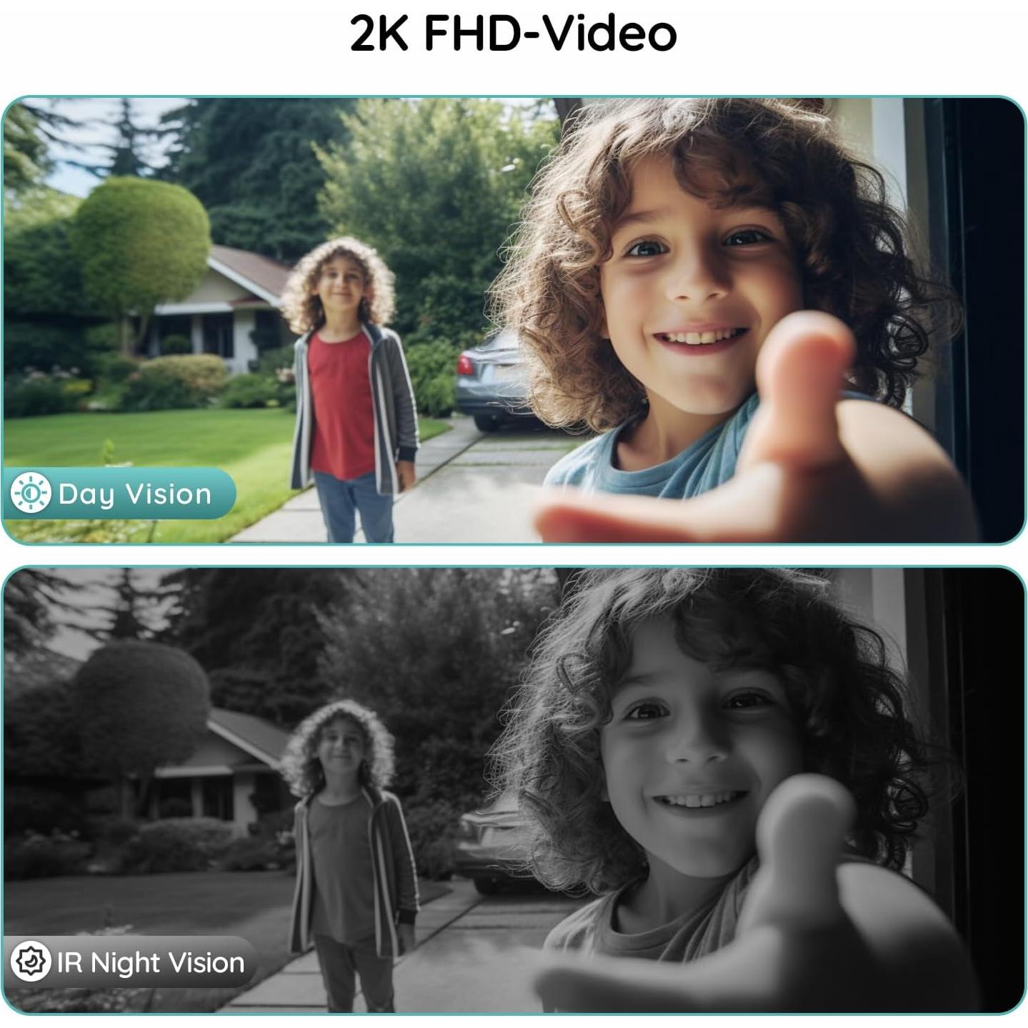 Cámara Timbre Inalámbrico BOIFUN J1 HD 2K 166° Visión Nocturna