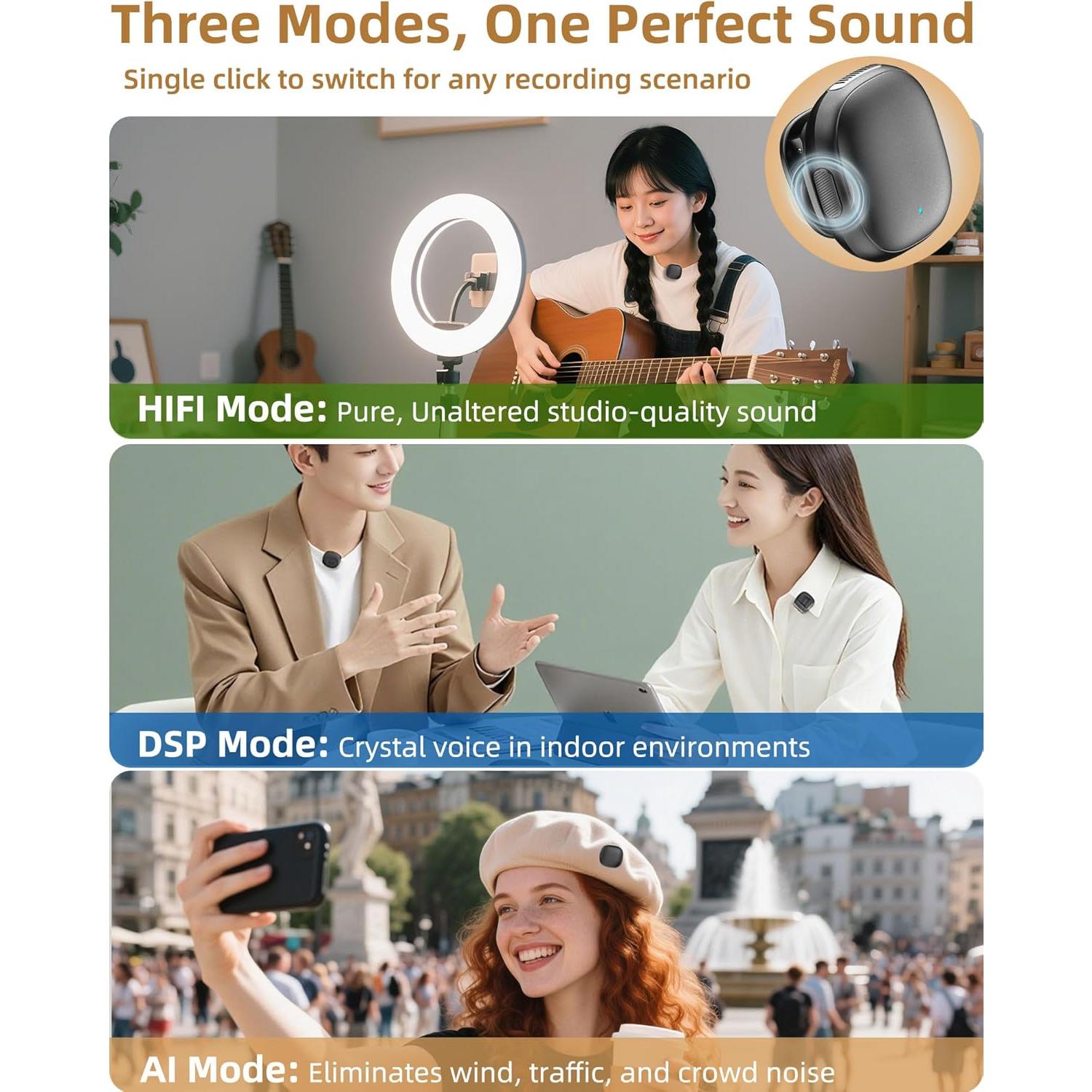 Micrófono Inalámbrico Lavalier NoteVox Mini Go 2 USB C - 35h Batería