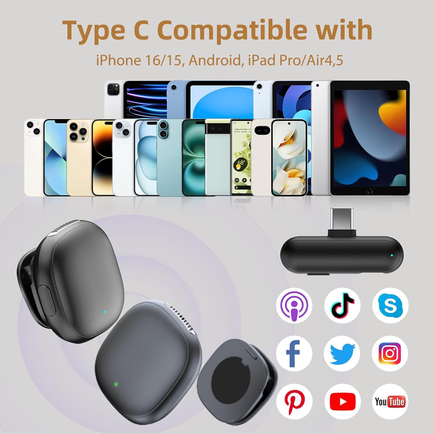 Micrófono Inalámbrico Lavalier NoteVox Mini Go 2 USB C - 35h Batería