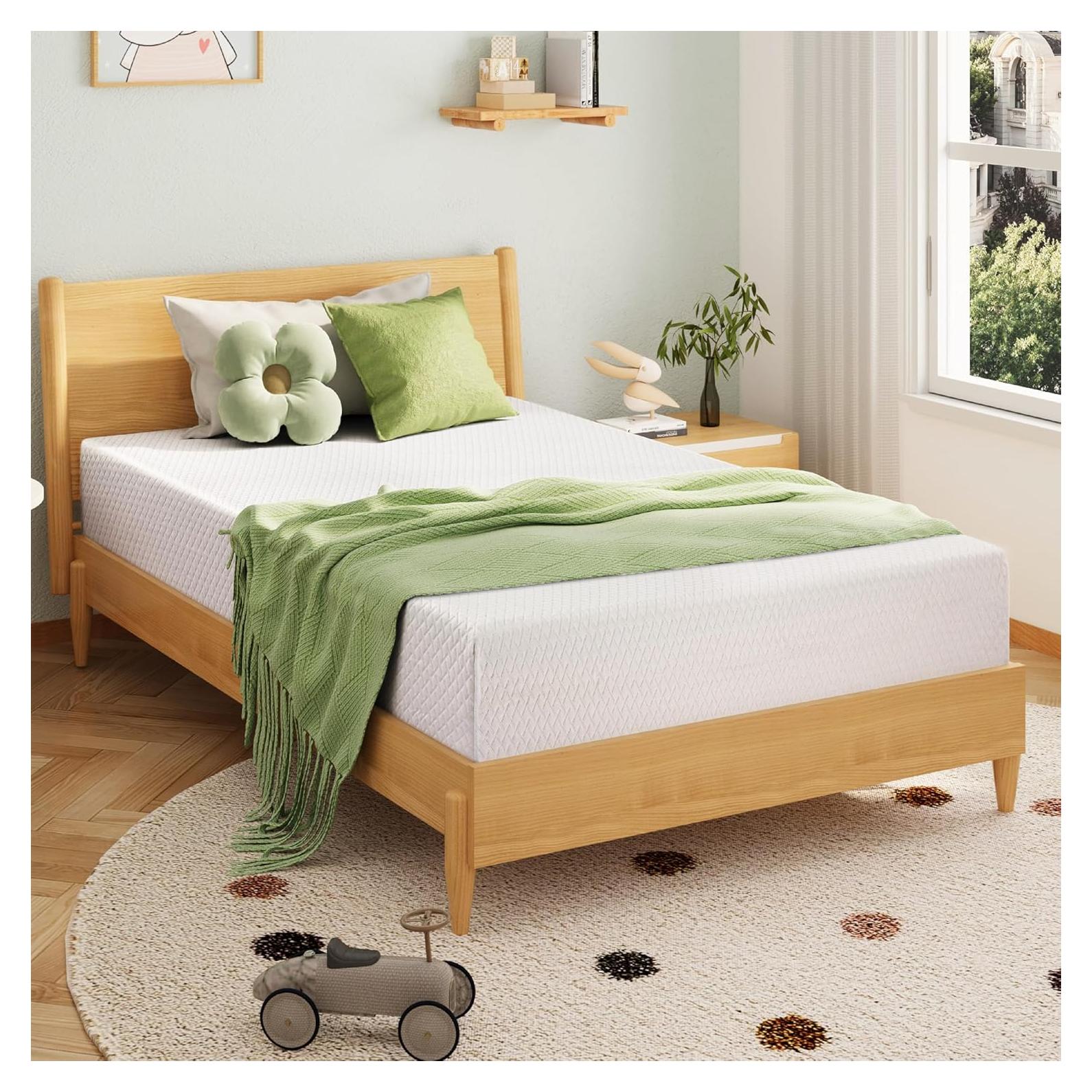 Colchón Twin EGOHOME 5 Pulgadas Espuma con Memoria Gel Verde