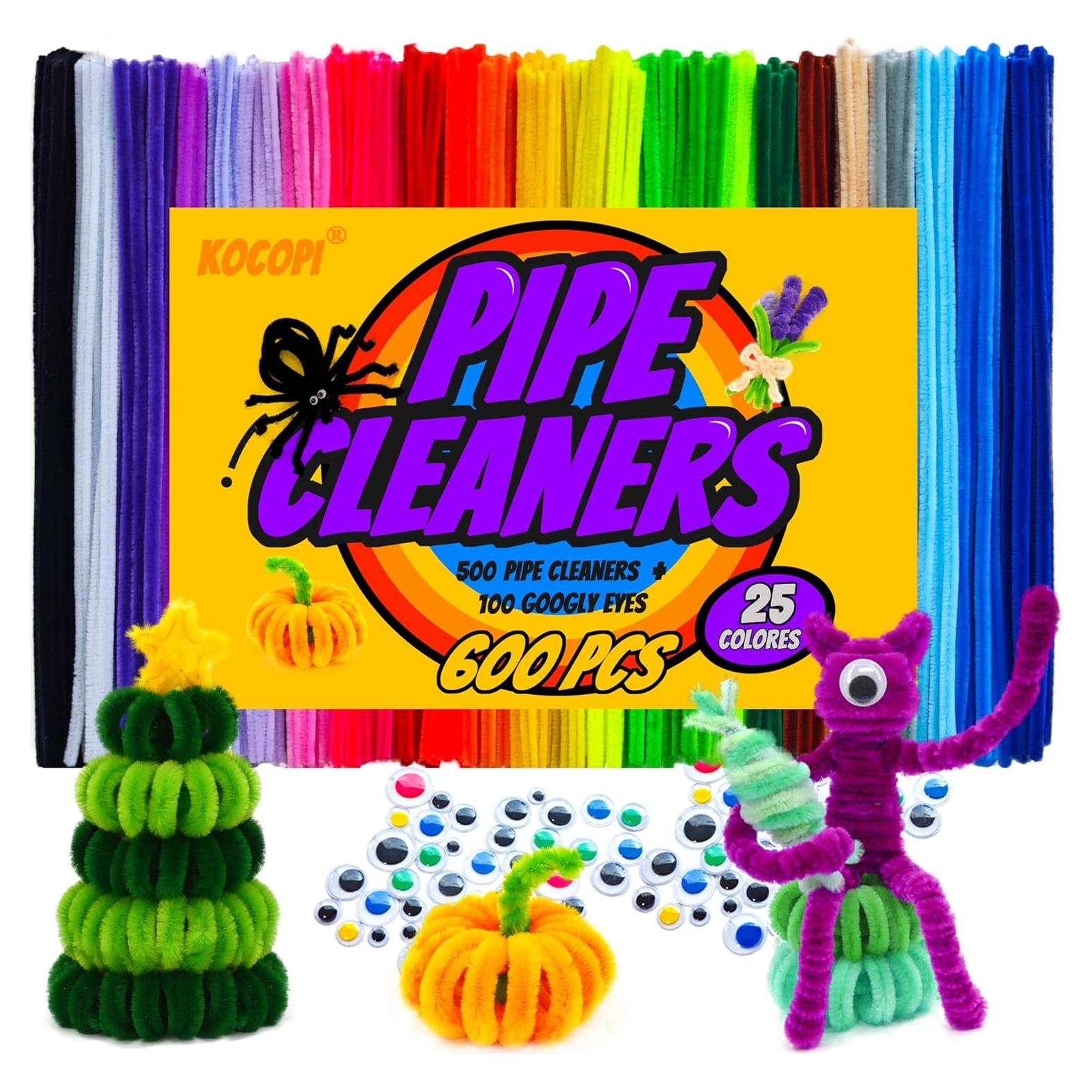 Kocopi 350 limpiapipas + 100 ojos autoadhesivos 25 colores