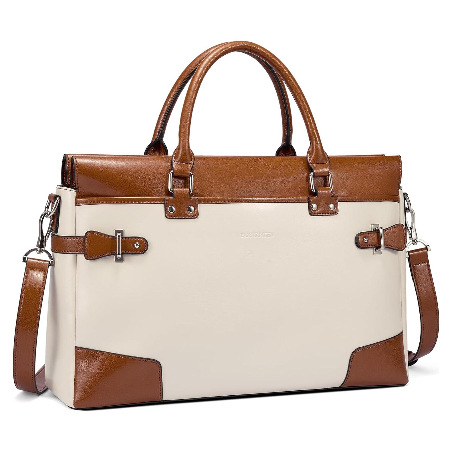 Maletín de Cuero BOSTANTEN para Mujeres 15.6" Albaricoque