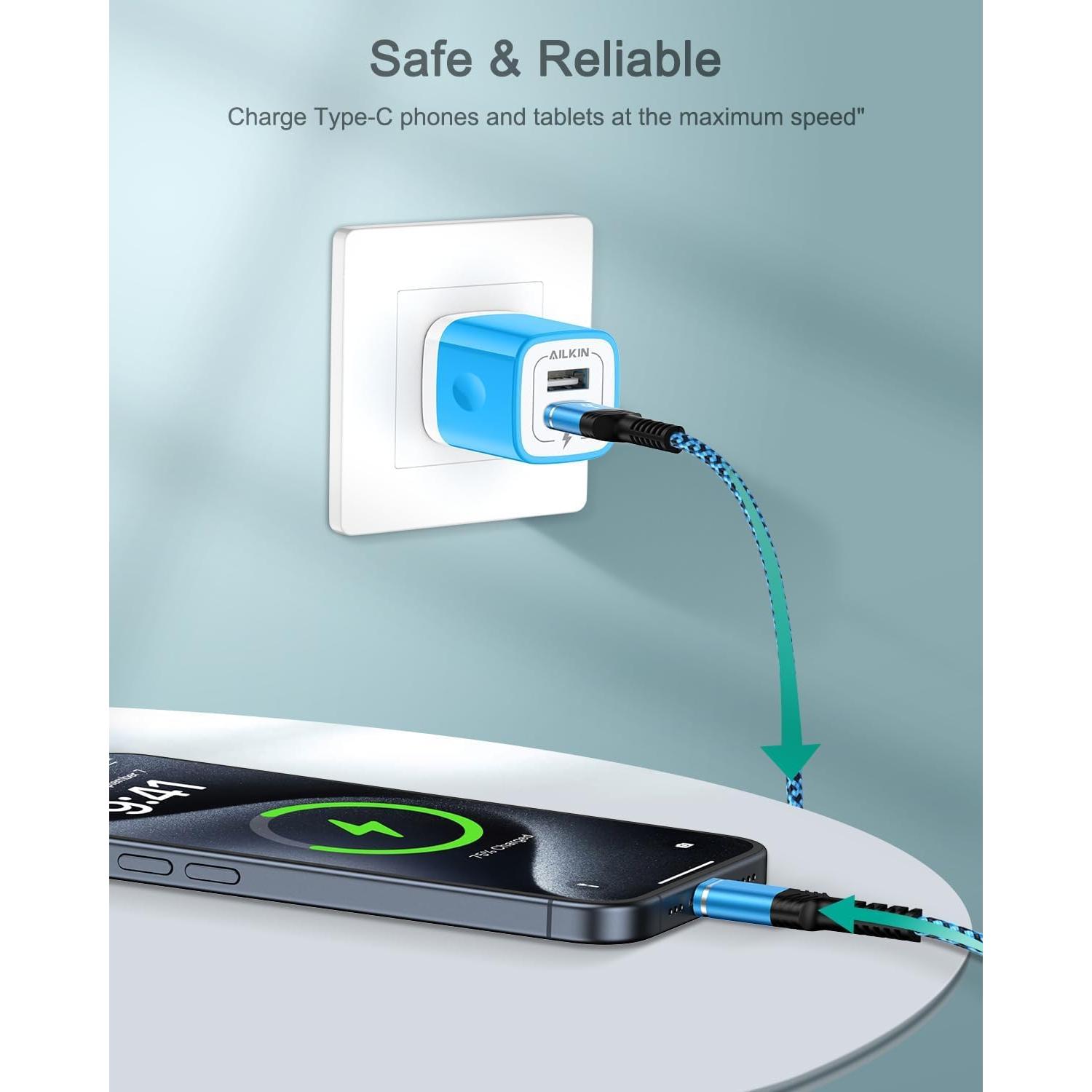 Paquete de 2 Cables USB A a USB C 1.83m AILKIN Carga Rápida