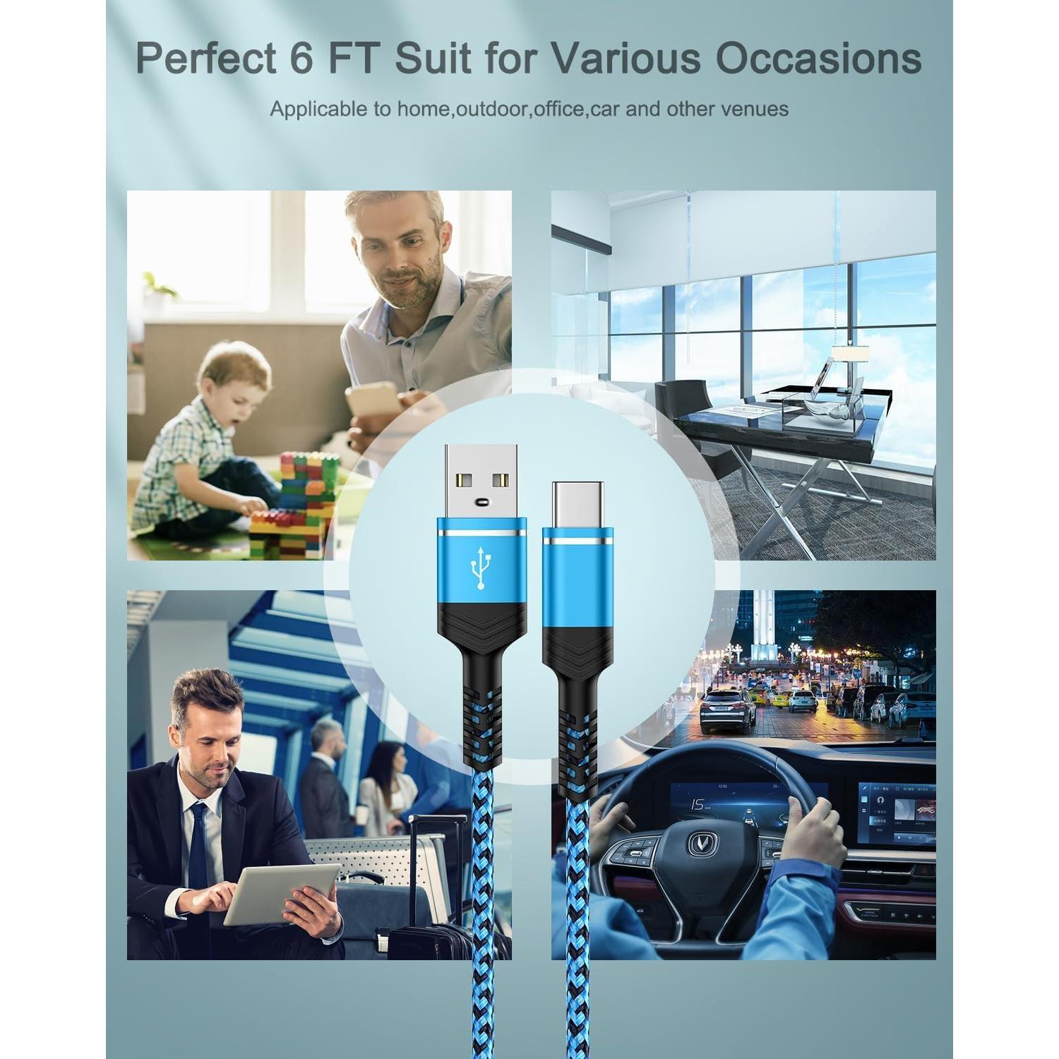 Paquete de 2 Cables USB A a USB C 1.83m AILKIN Carga Rápida