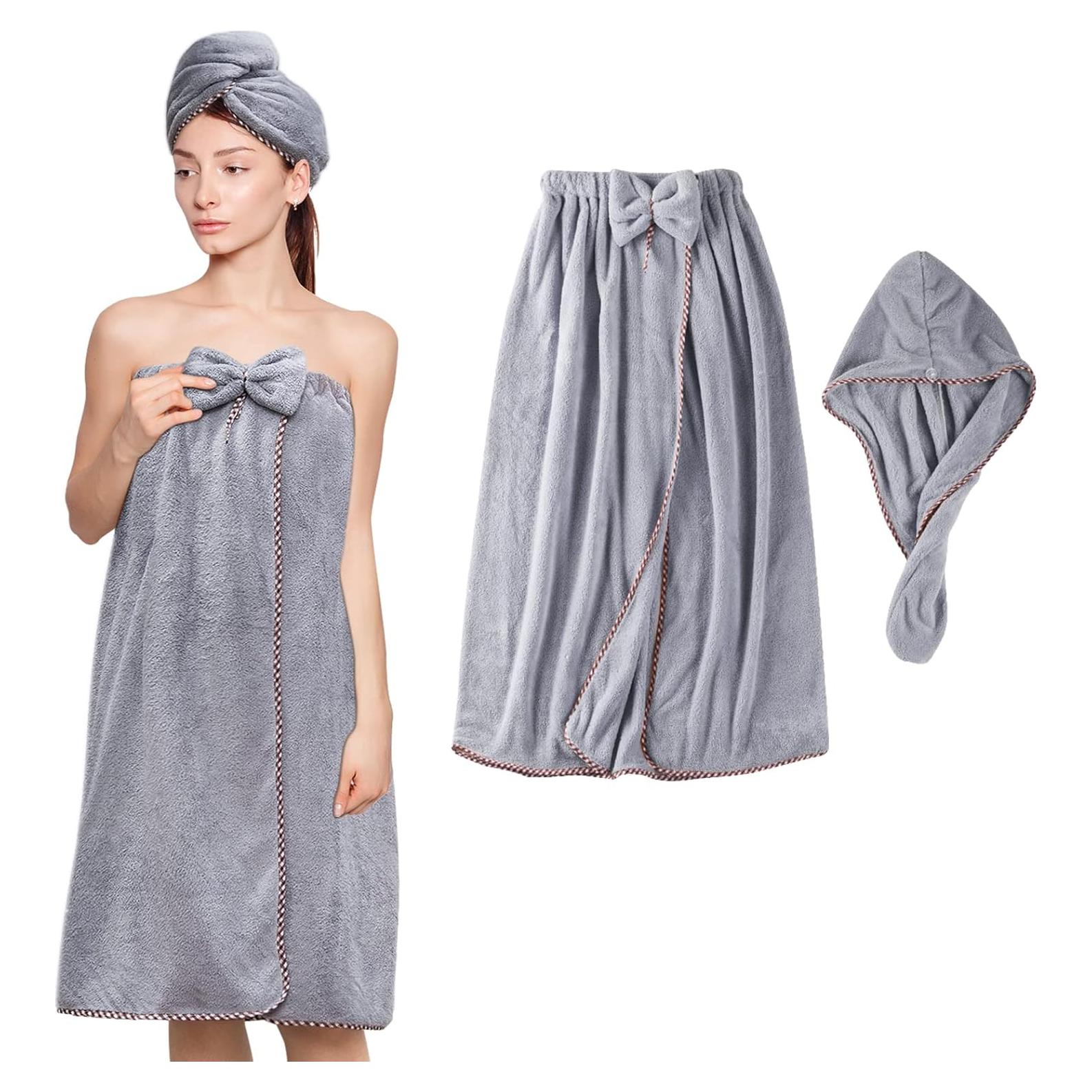 Toalla de baño KOIKEY microfibra gris ajustable 150x86 cm