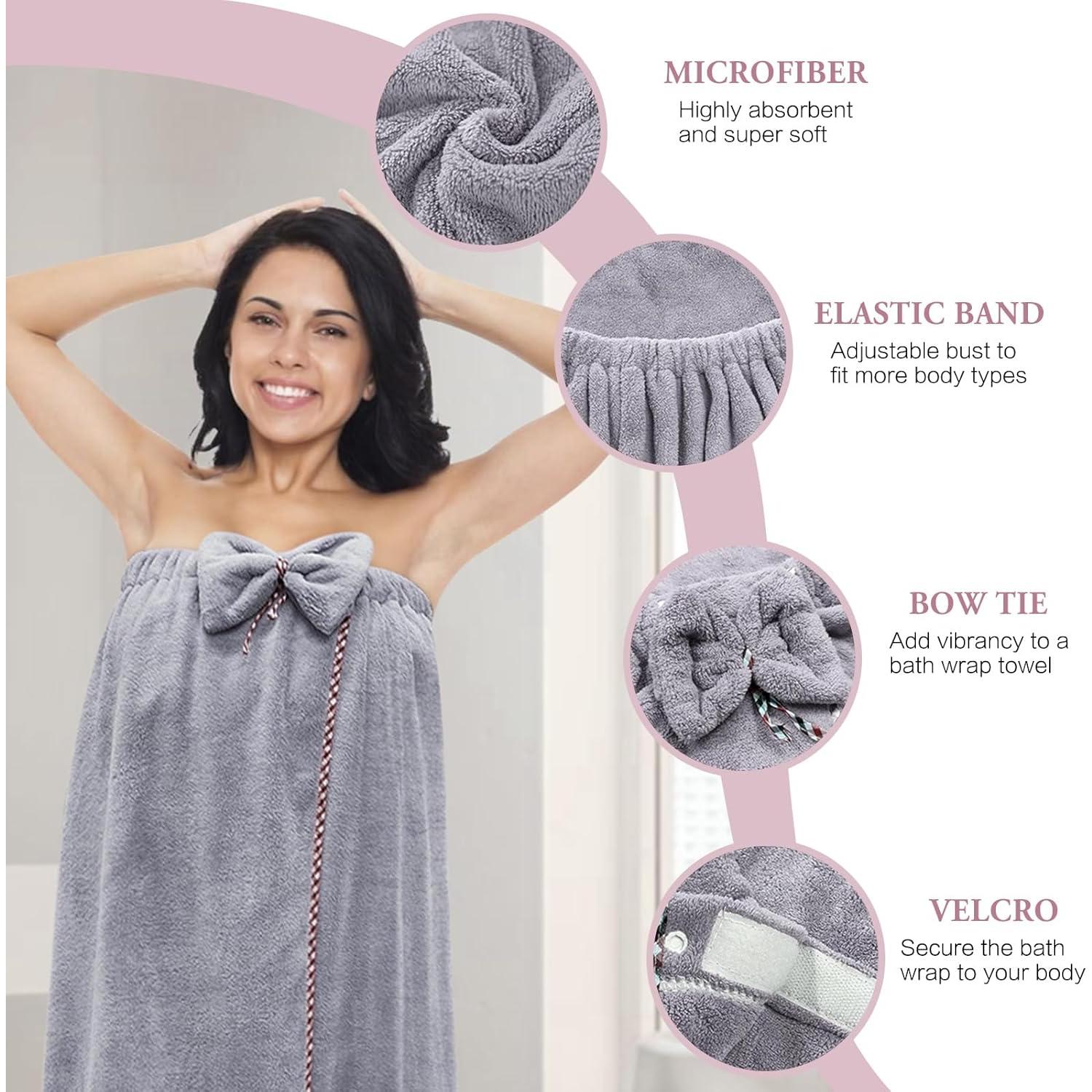 Toalla de baño KOIKEY microfibra gris ajustable 150x86 cm
