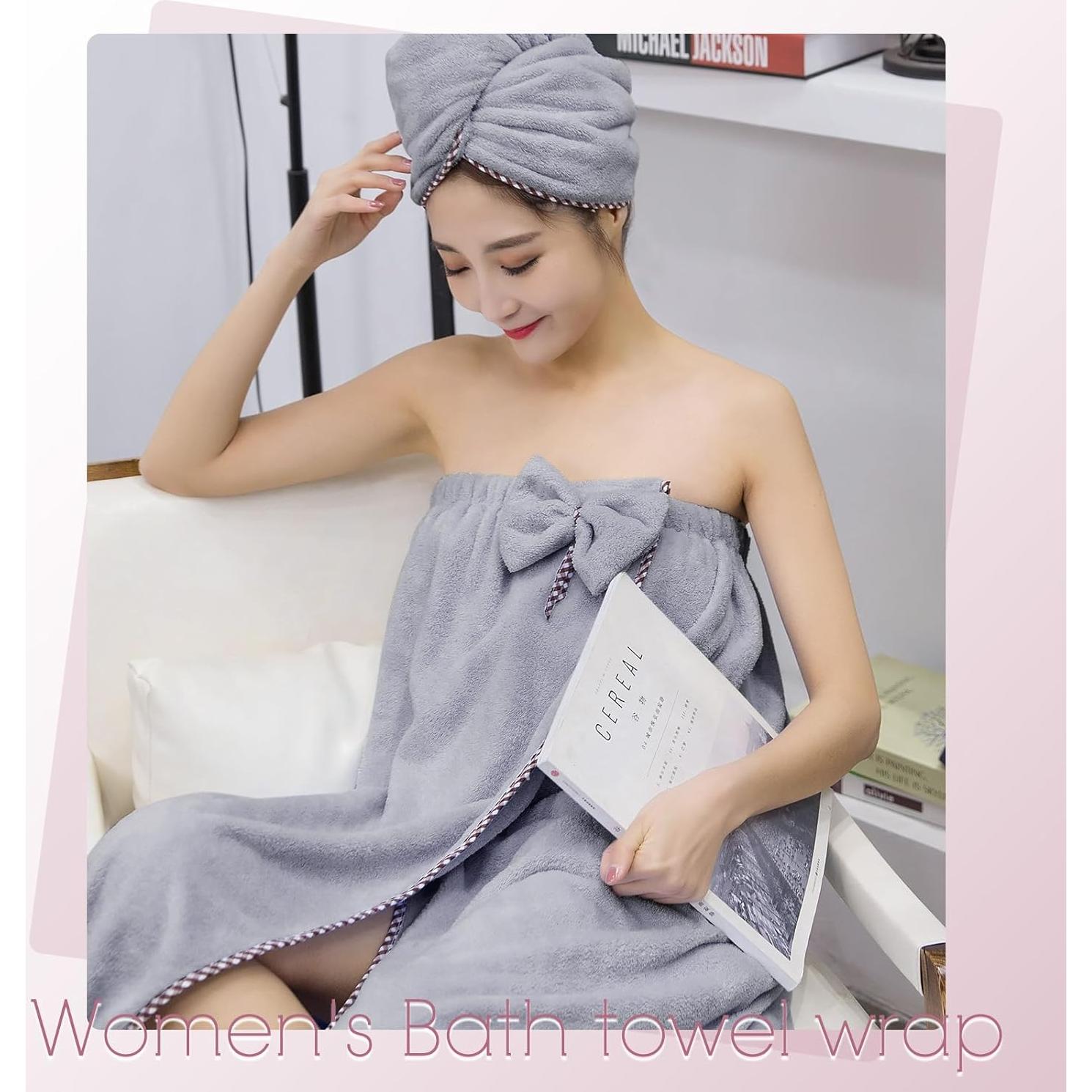 Toalla de baño KOIKEY microfibra gris ajustable 150x86 cm