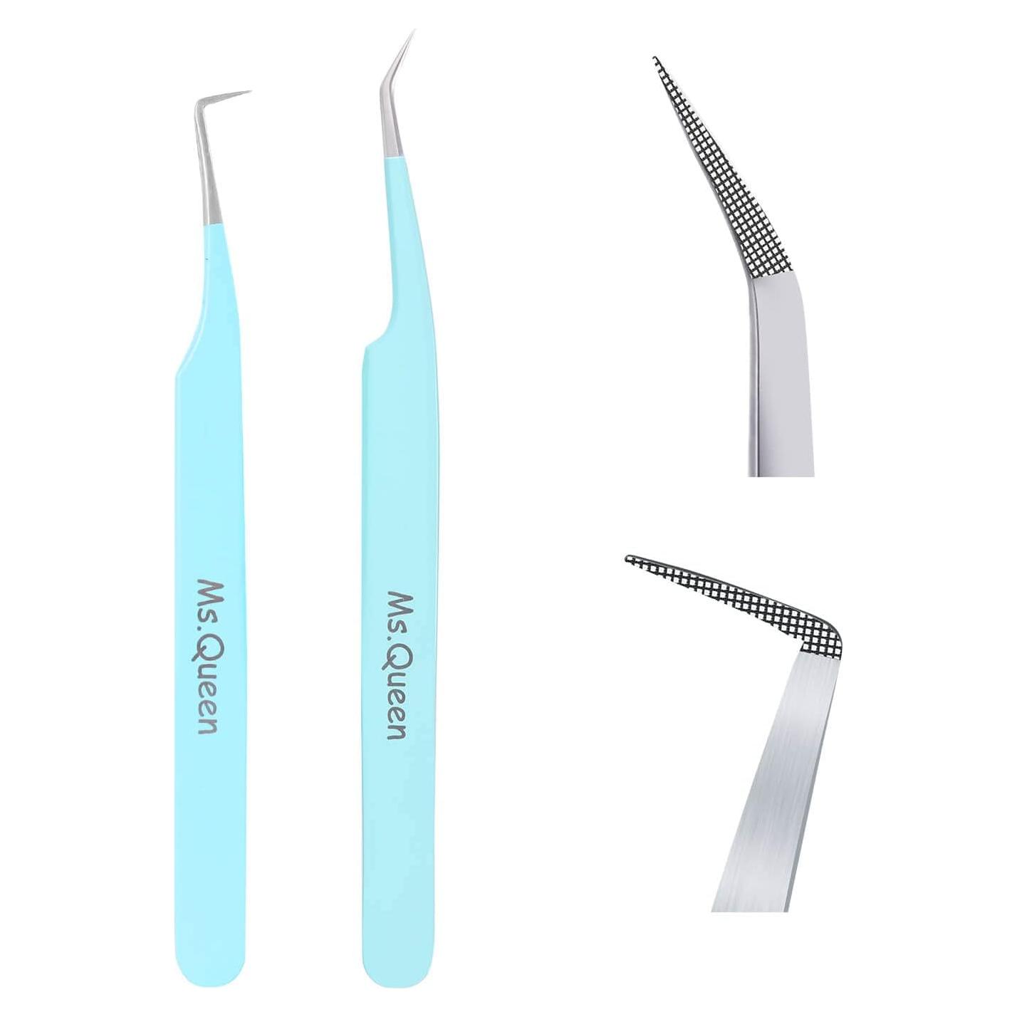 Pinzas para Pestañas Ms.Queen, Juego de 2 Piezas, Azul