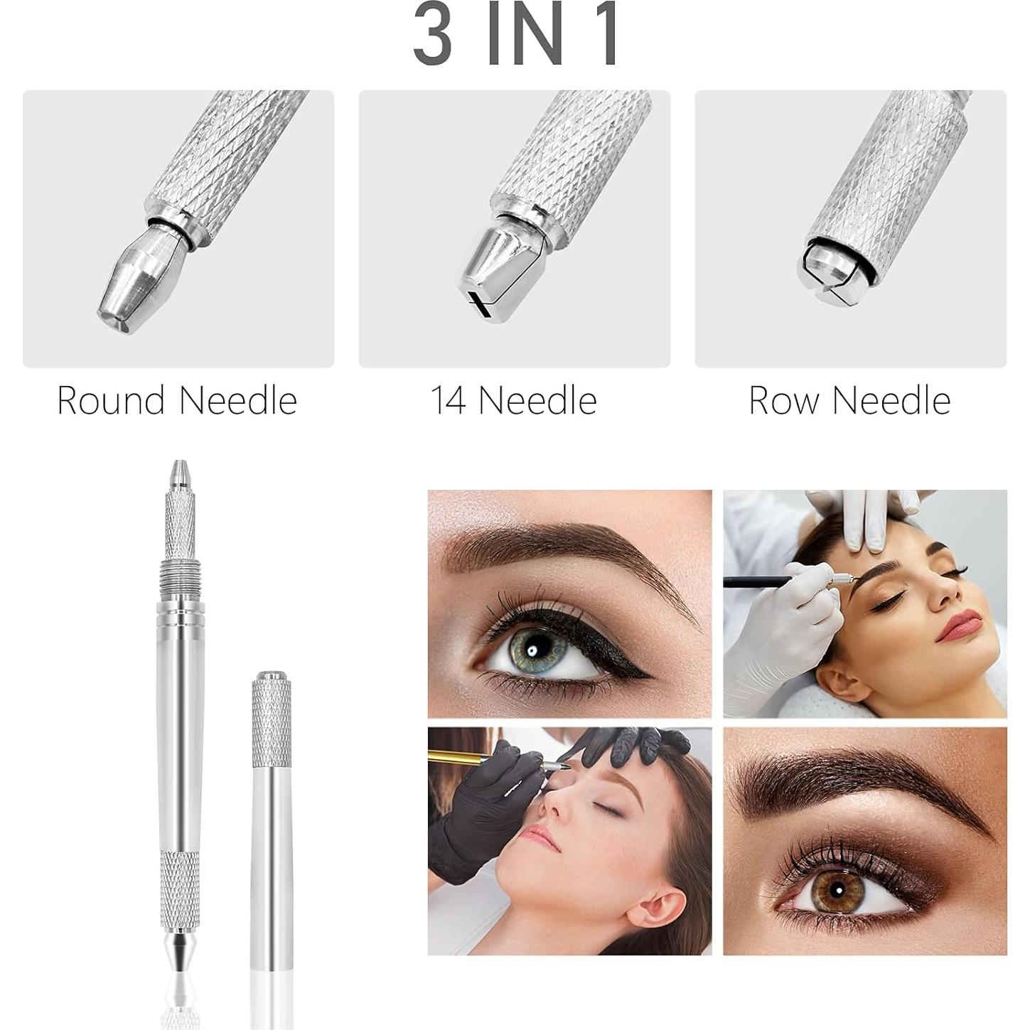 Pluma de Tatuaje de Microblading Pinkiou para Cejas Plata