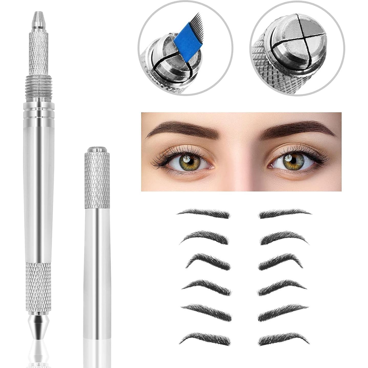 Pluma de Tatuaje de Microblading Pinkiou para Cejas Plata