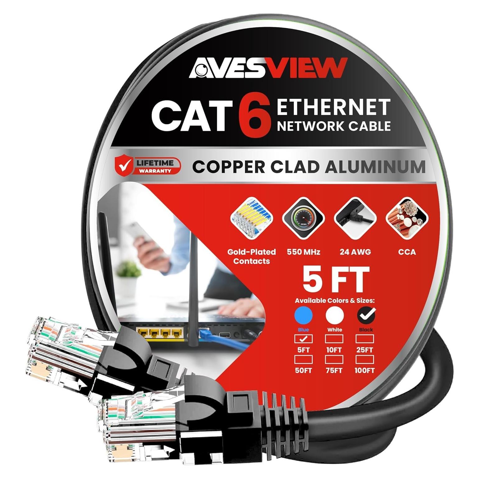 Cable Ethernet Cat 6 1.5m AvesView Alta Velocidad 10Gbps