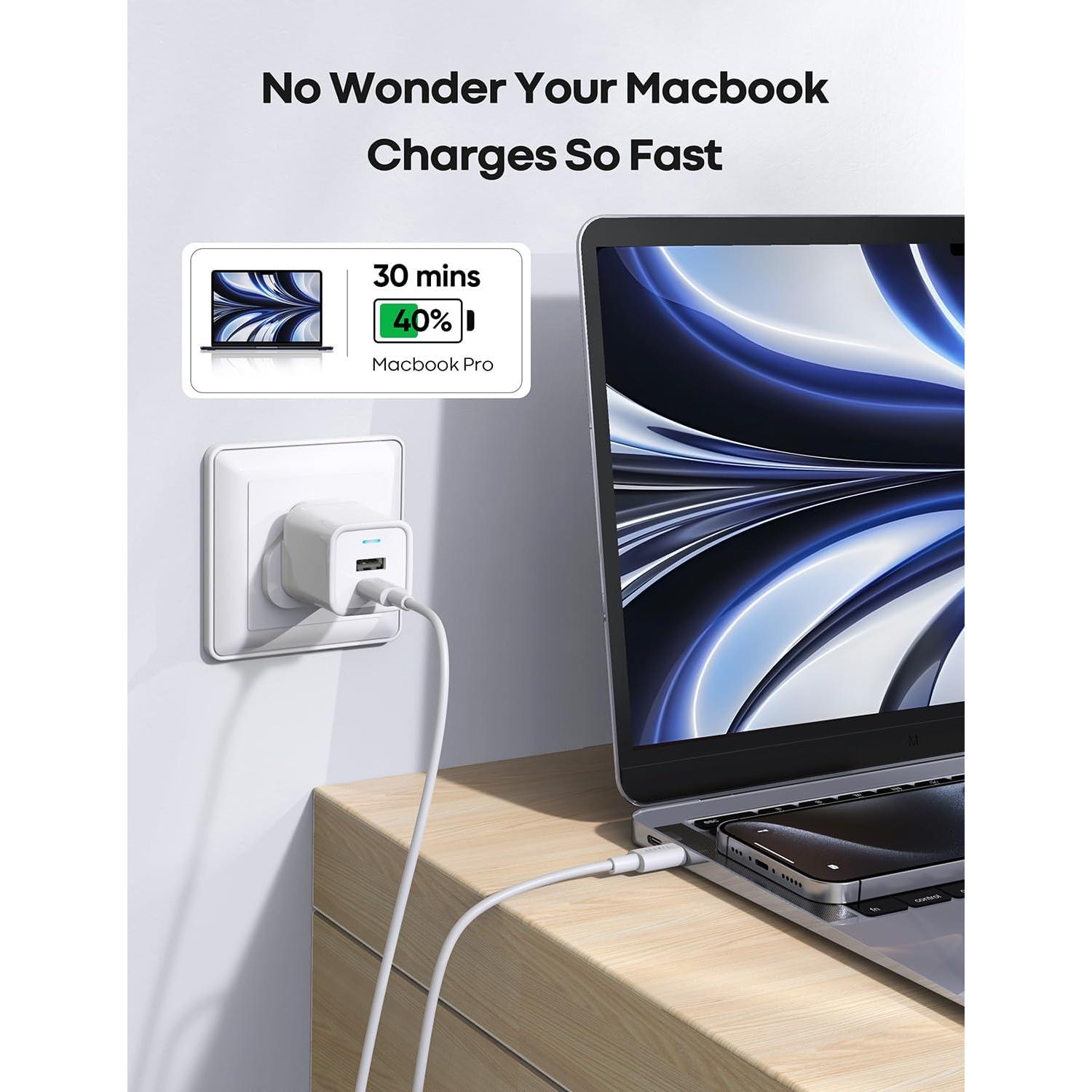 Cable USB-C a USB-C 0.3m etguuds 60W Carga Rápida 2Pack