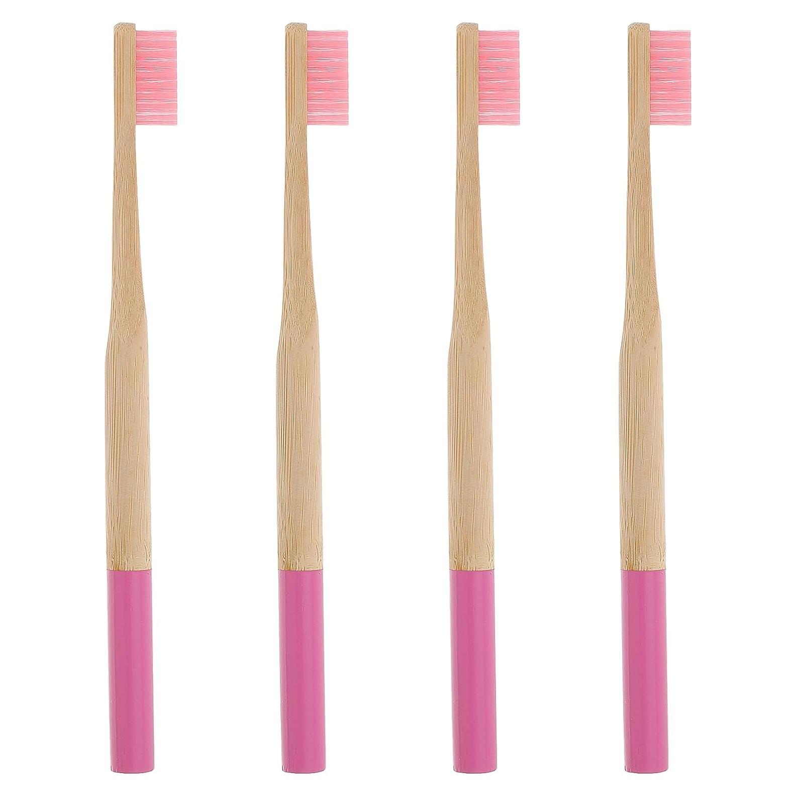 Cepillos de Dientes de Bambú FRCOLOR 4 Piezas Cerdas Suaves