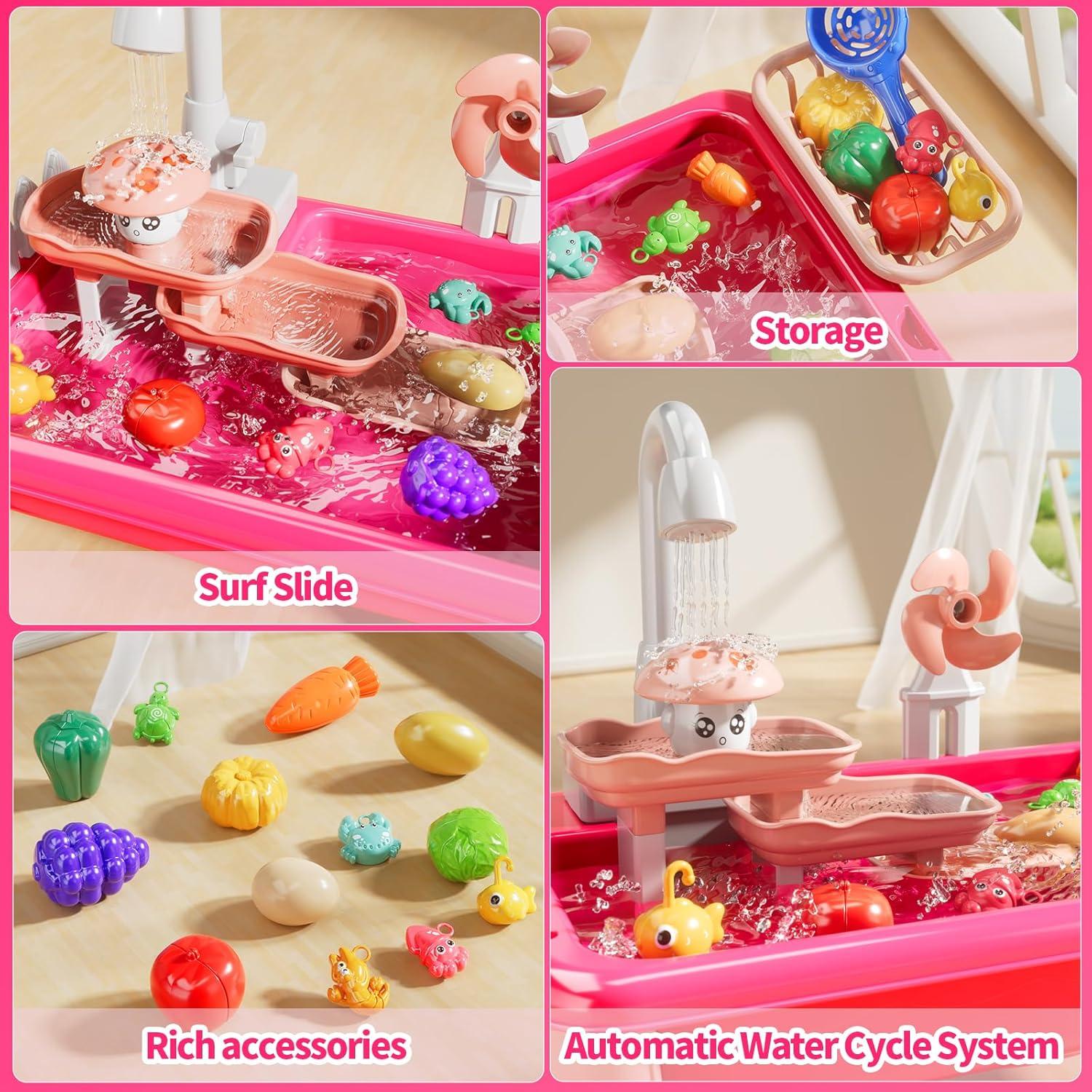 Juguete de Fregadero de Agua Eléctrico NIPLOOOW - Rosa