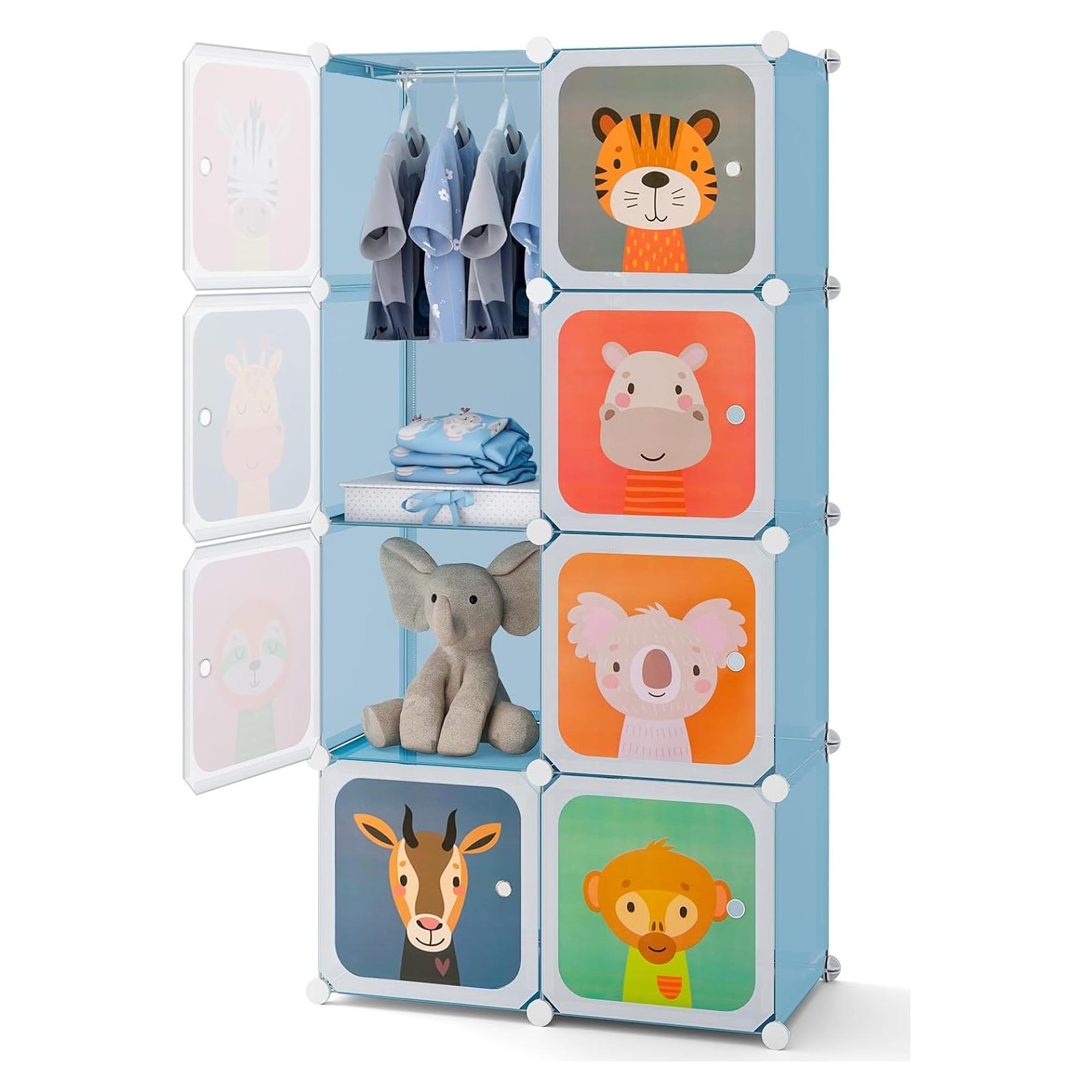 Armario Infantil HONEY JOY 8 Cubos Azul Modular 75x35.5x145 cm