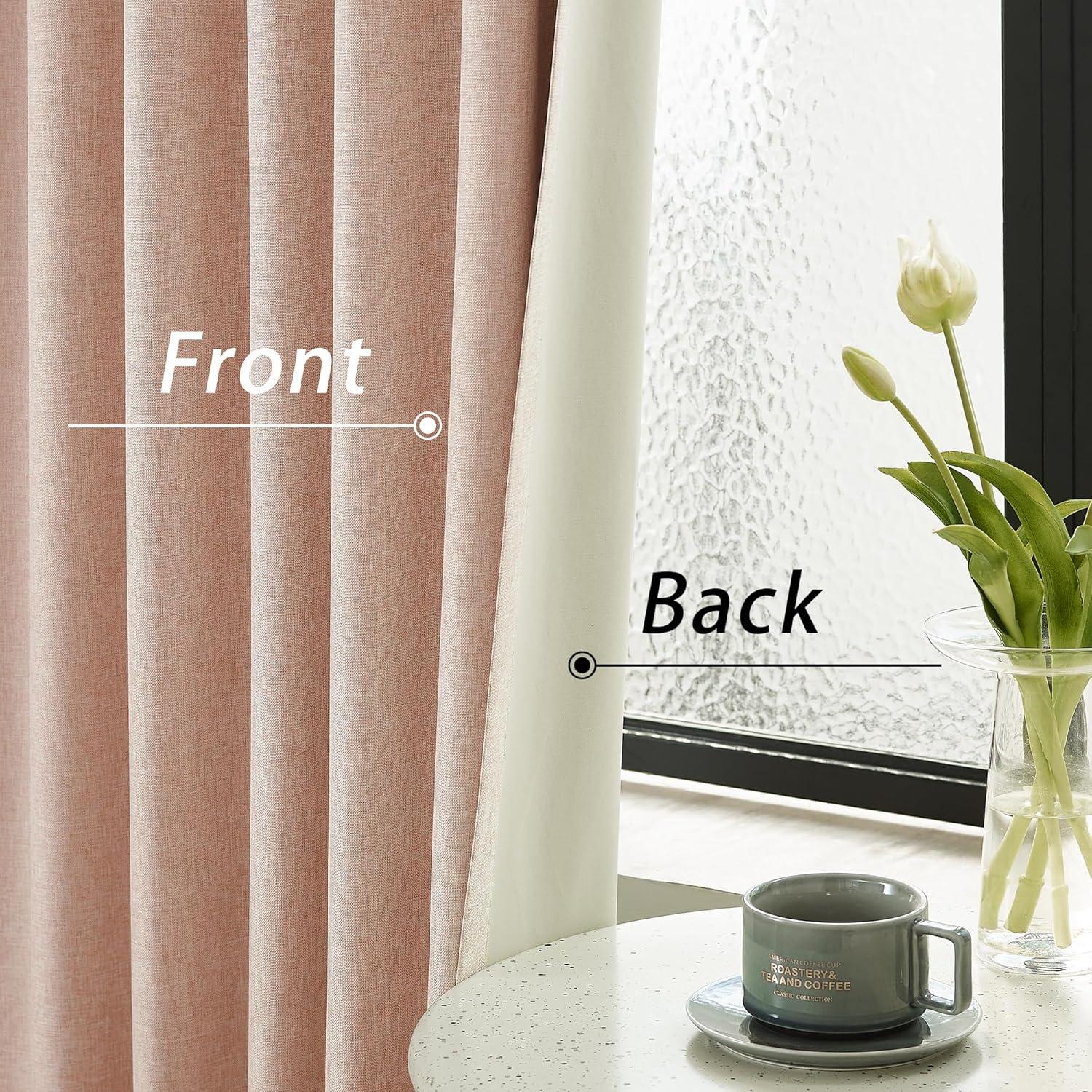 Cortinas DUALIFE Rosa Bebé Opacas 50x160 cm 2 Paneles Lino