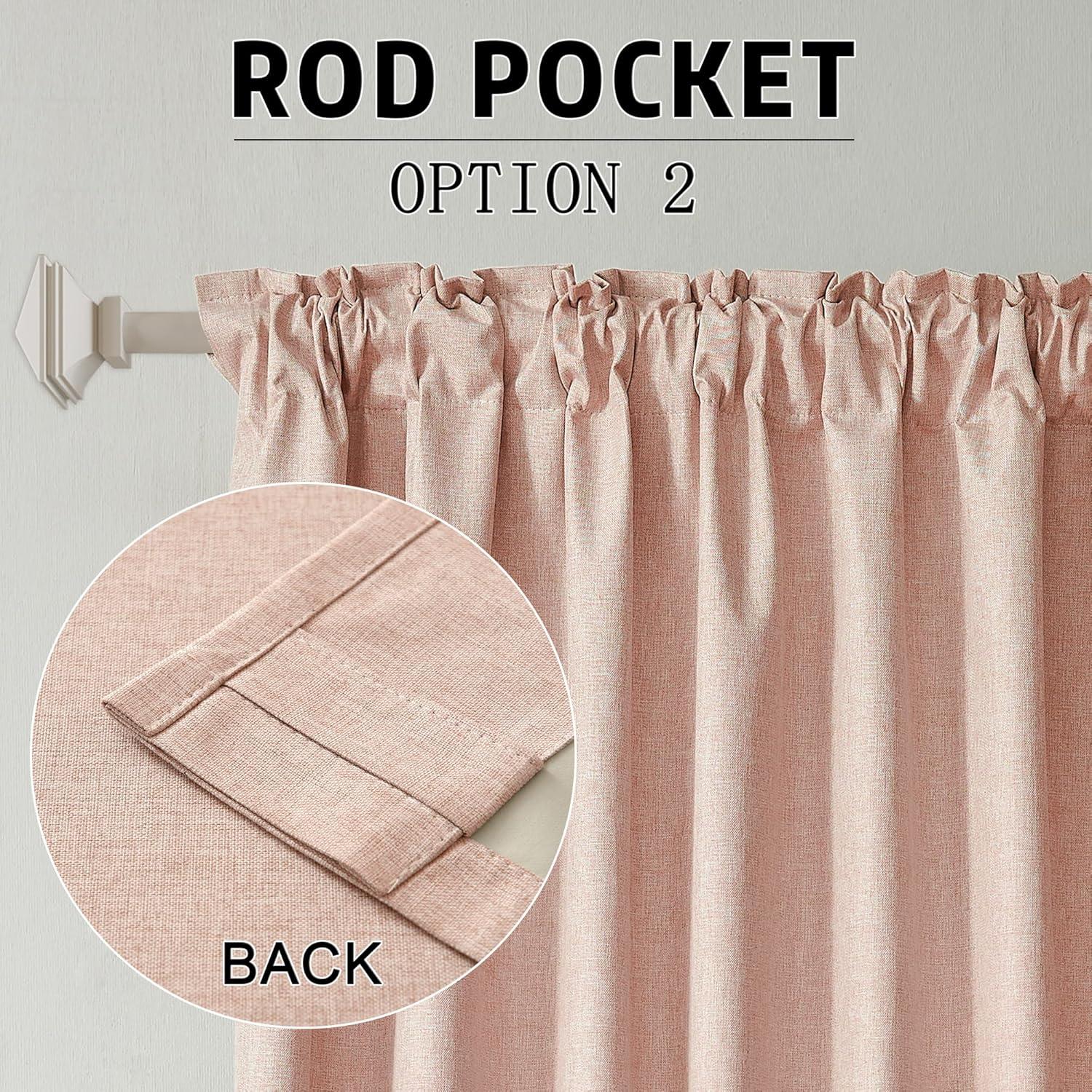 Cortinas DUALIFE Rosa Bebé Opacas 50x160 cm 2 Paneles Lino