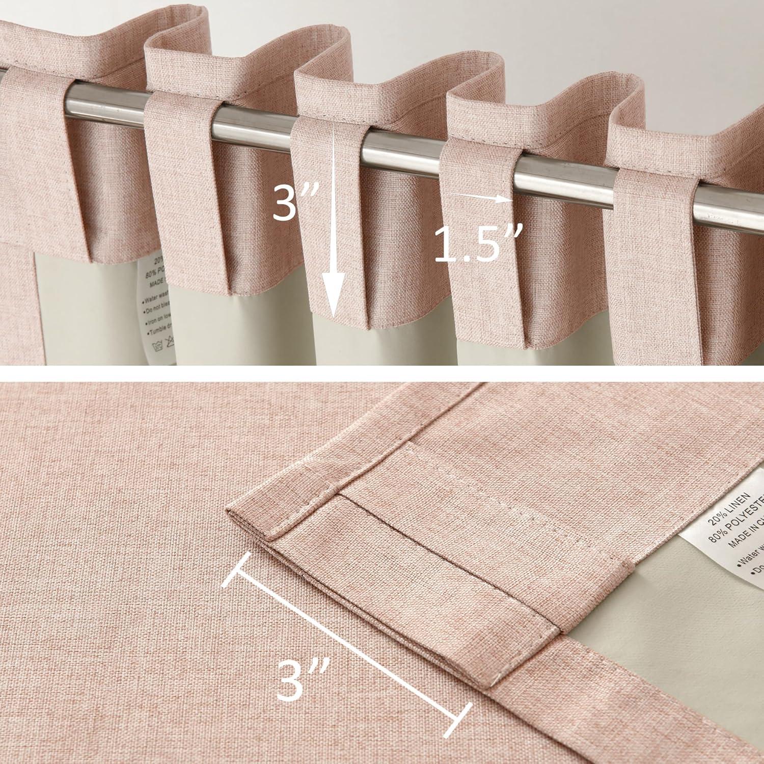 Cortinas DUALIFE Rosa Bebé Opacas 50x160 cm 2 Paneles Lino