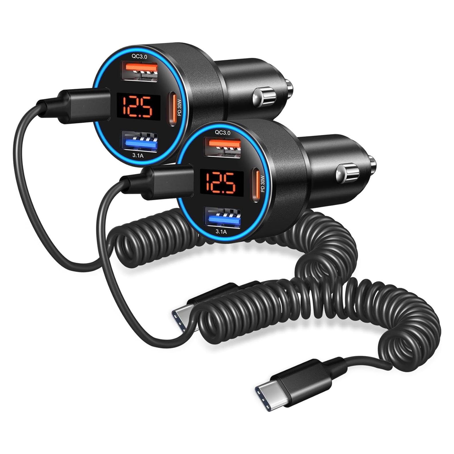 Cargador de coche Bangfun 65W 4 puertos USB-C con voltímetro
