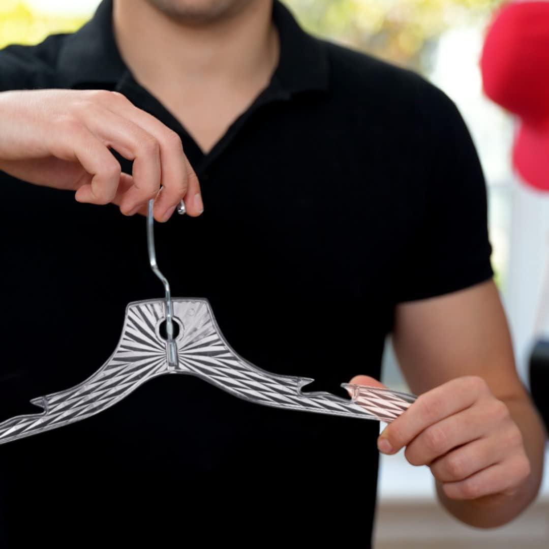 Juego de 12 Perchas de Plástico DEILSY para Ropa Transparente