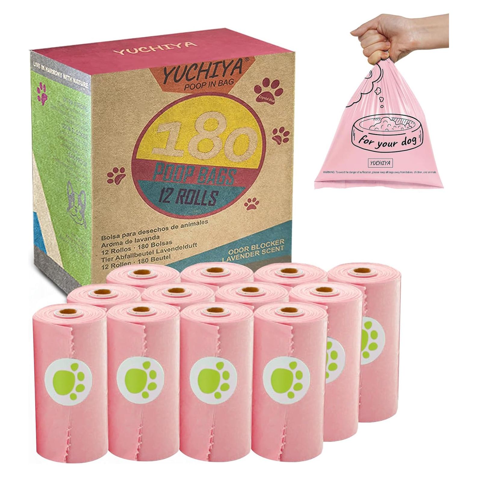 Dispensador de bolsas de excremento para perro YUCHIYA Rosa 12 rollos