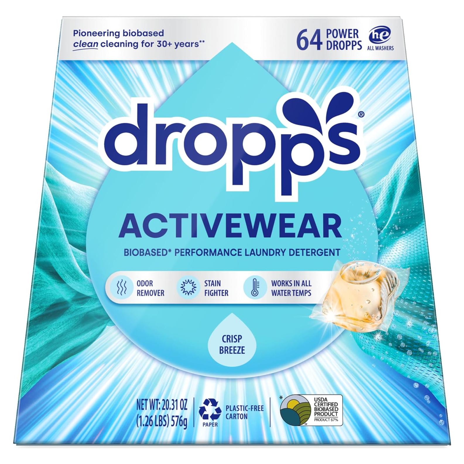 Cápsulas de Detergente para Ropa Activa Dropps 64 Unidades Brisa Fresca