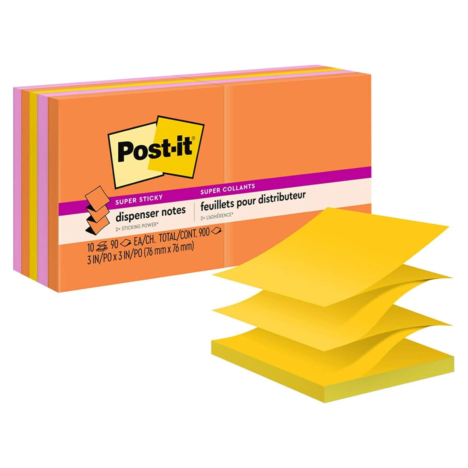 Notas Adhesivas Super Sticky Post-it 3x3 cm 10 Blocs Energy Boost