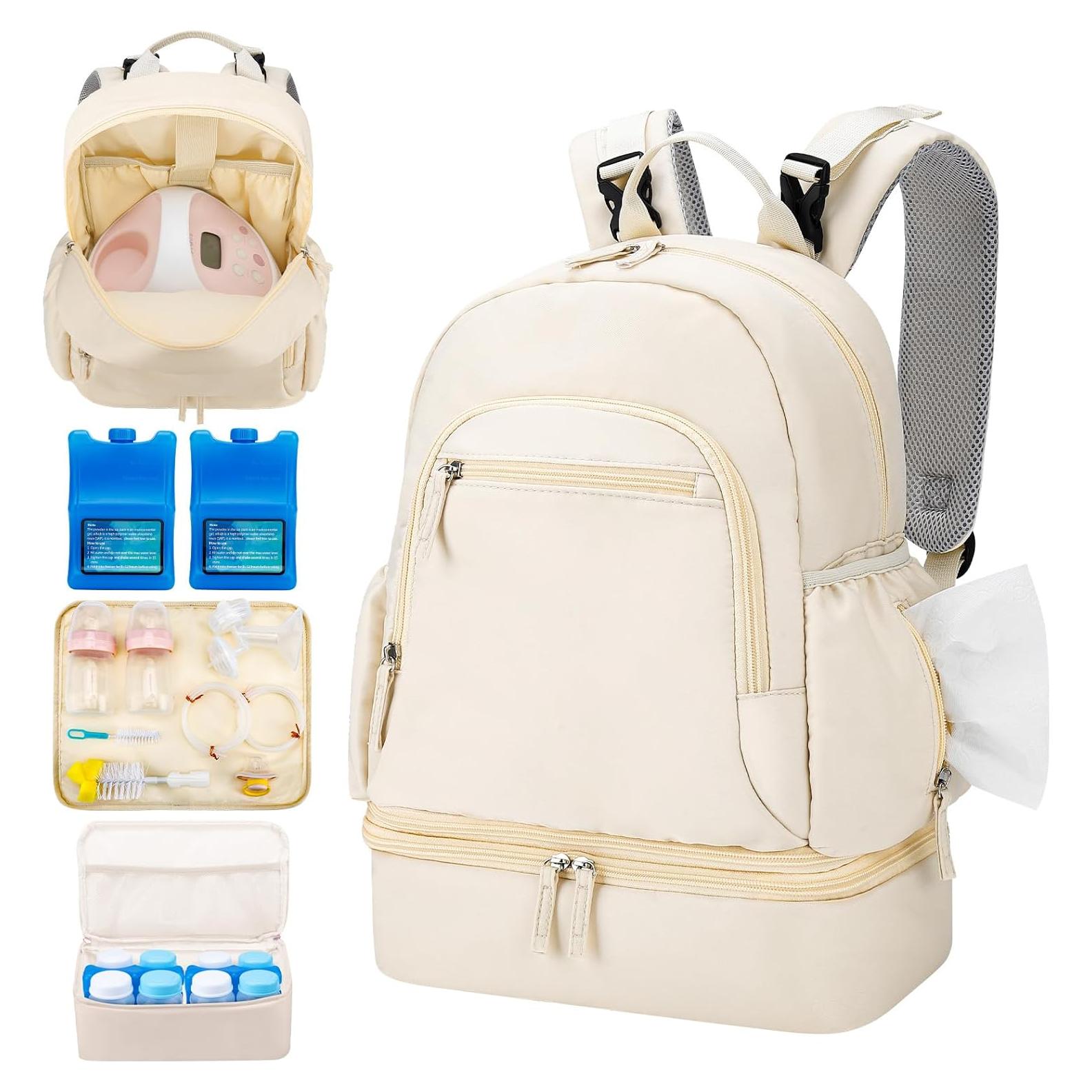 Mochila para extractor de leche GDNasist beige con enfriador