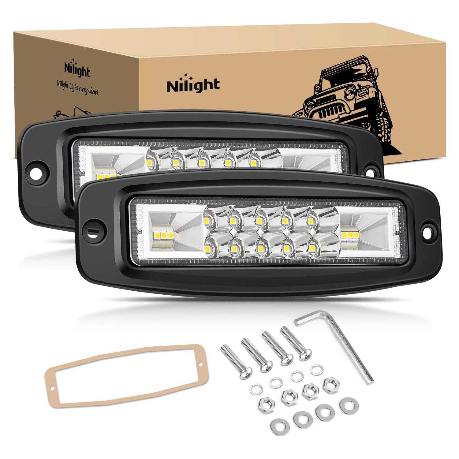 Nilight Luz LED Empotrada 2Pcs 6" 60W IP68 para Offroad